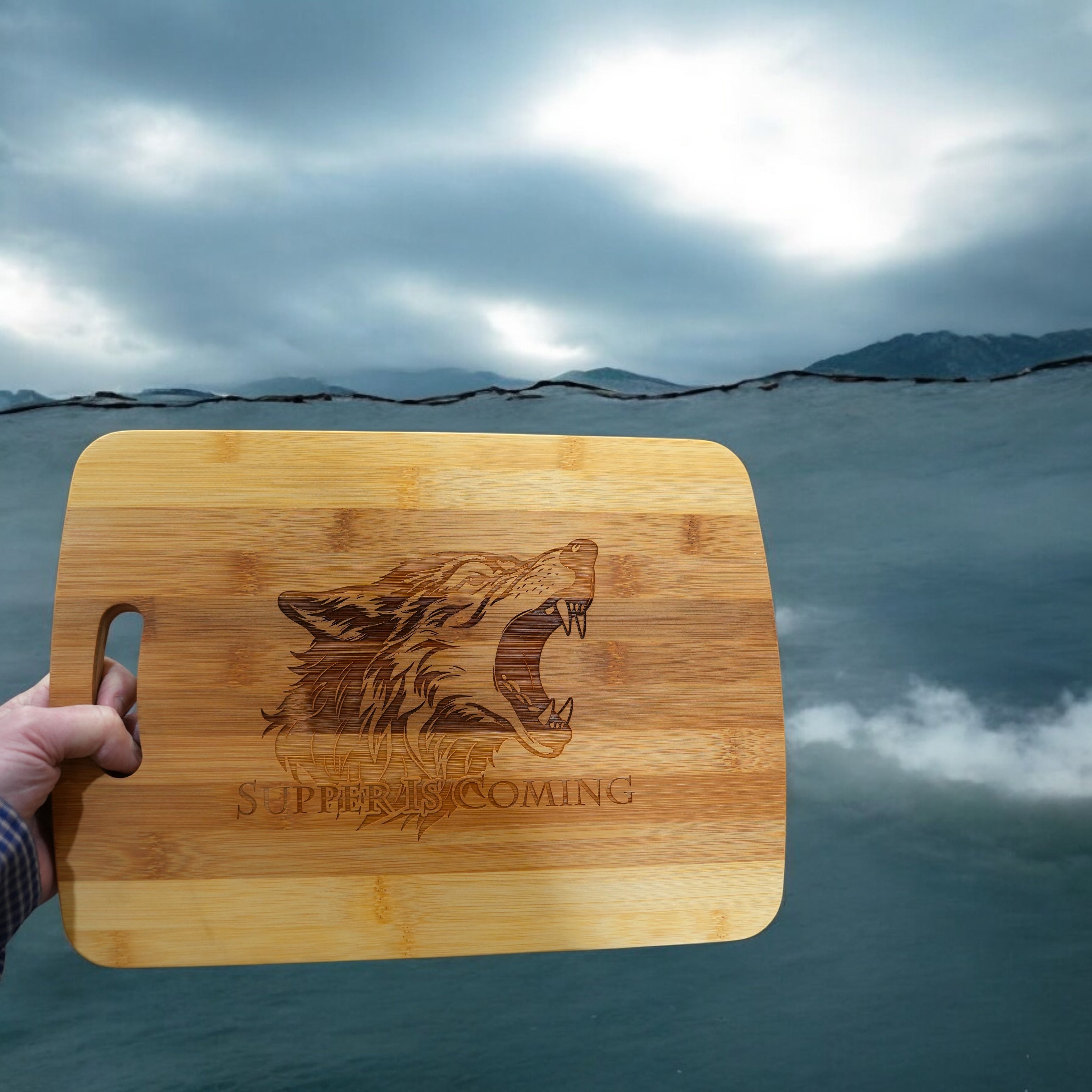 Cutting Board - Supper is Coming 14''x9.5''x.5'' Bamboo