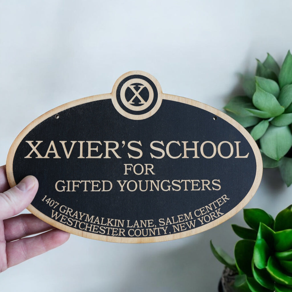 Xavier's School for Gifted Youngsters - Black Door Sign 6x9inches