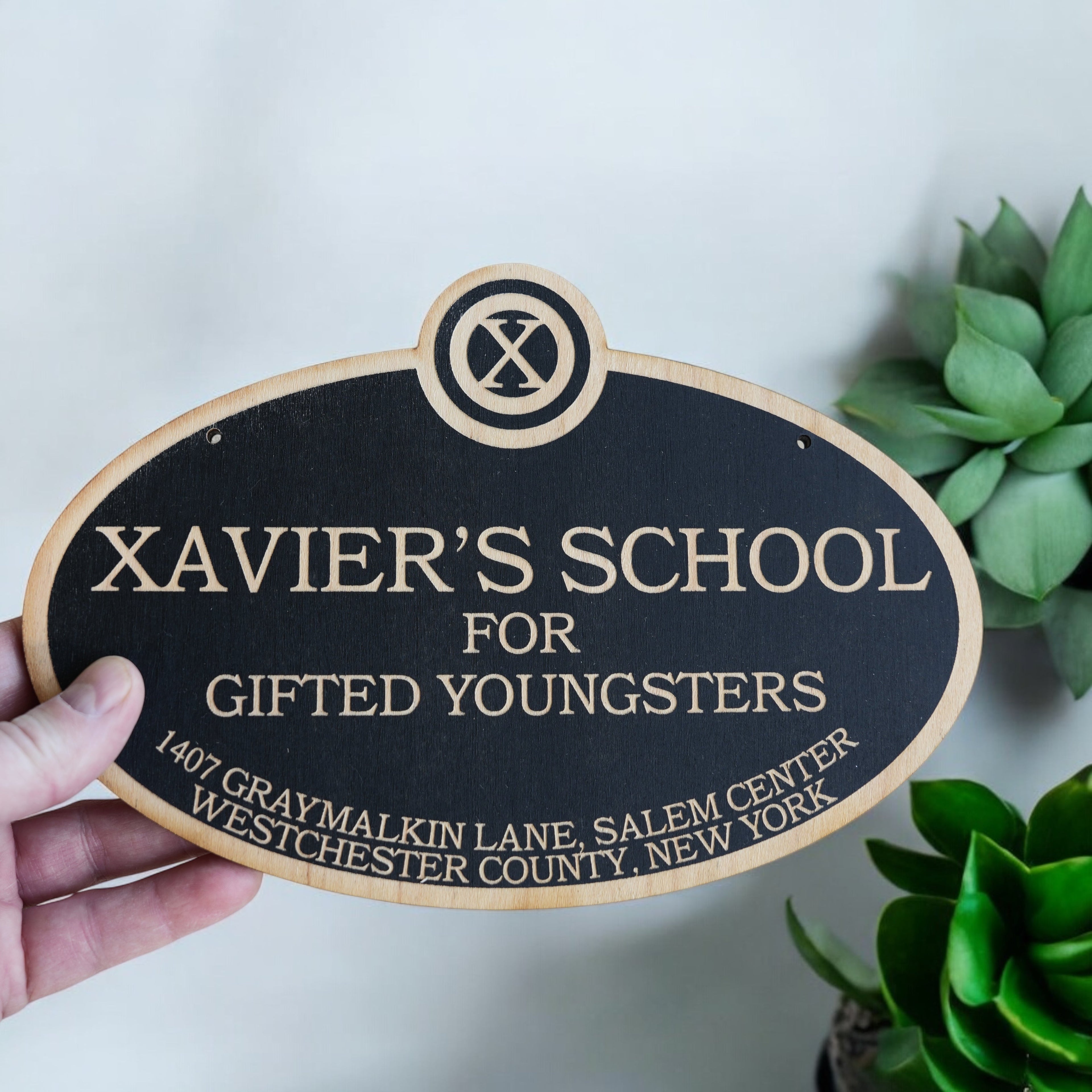 Xavier's School for Gifted Youngsters - Black Door Sign 6x9inches