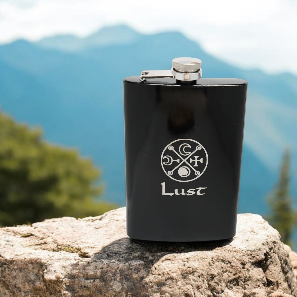 8oz BLACK Seven Deadly Sins LUST Flask