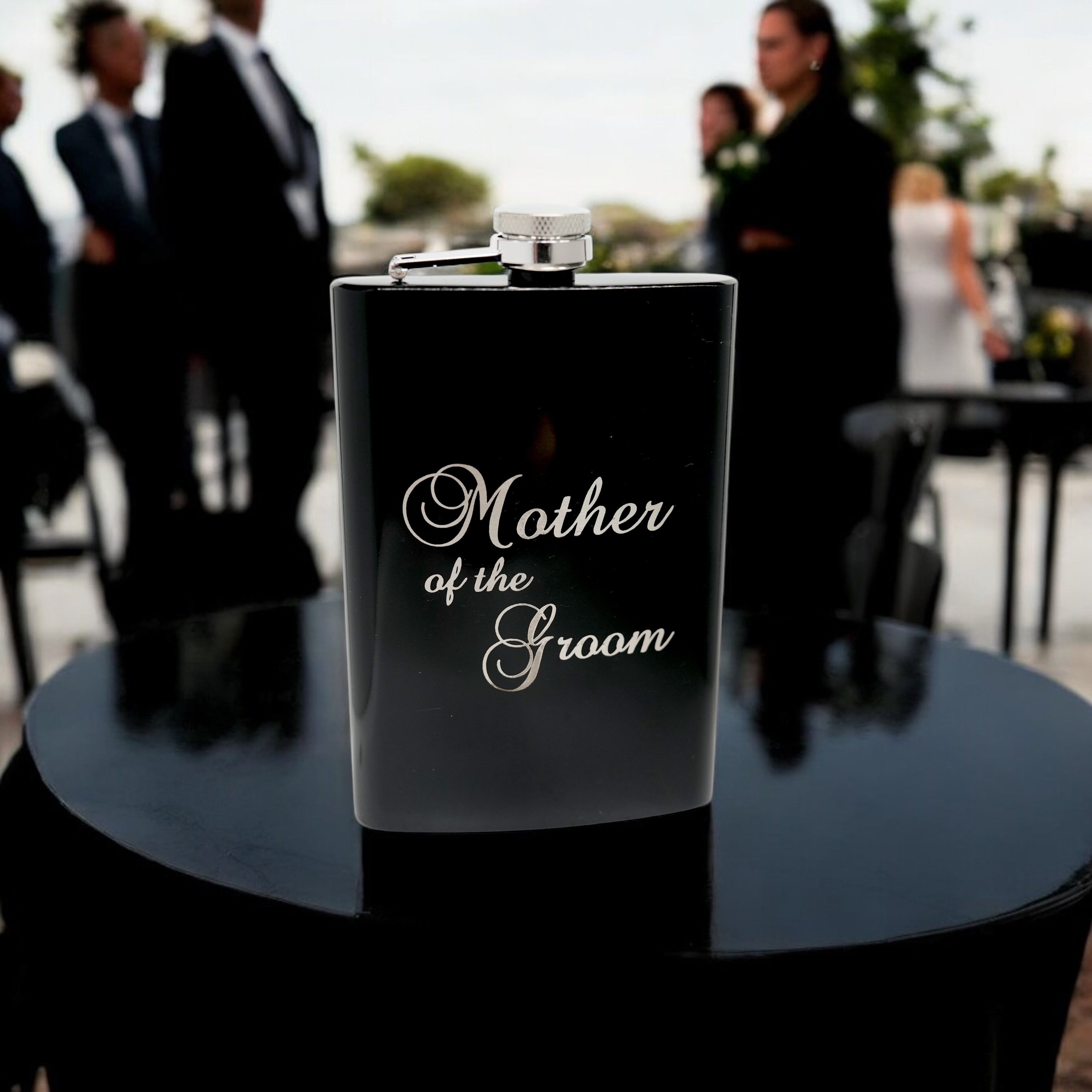 8oz BLACK mother of the Groom flask