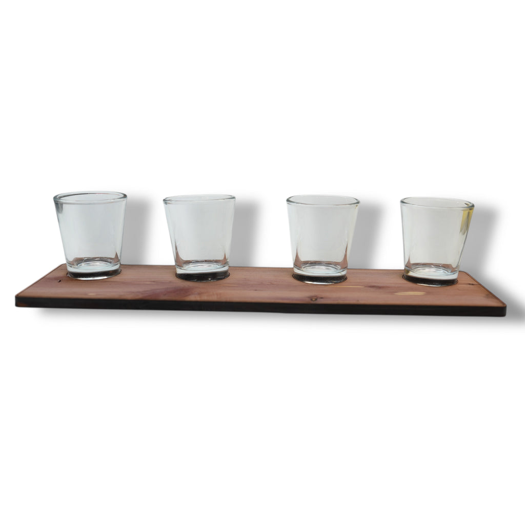 Flight Board with 4 shot glasses