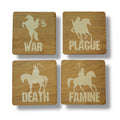 4 Horsemen Wood Coaster Set of four 4x4in Raw Wood