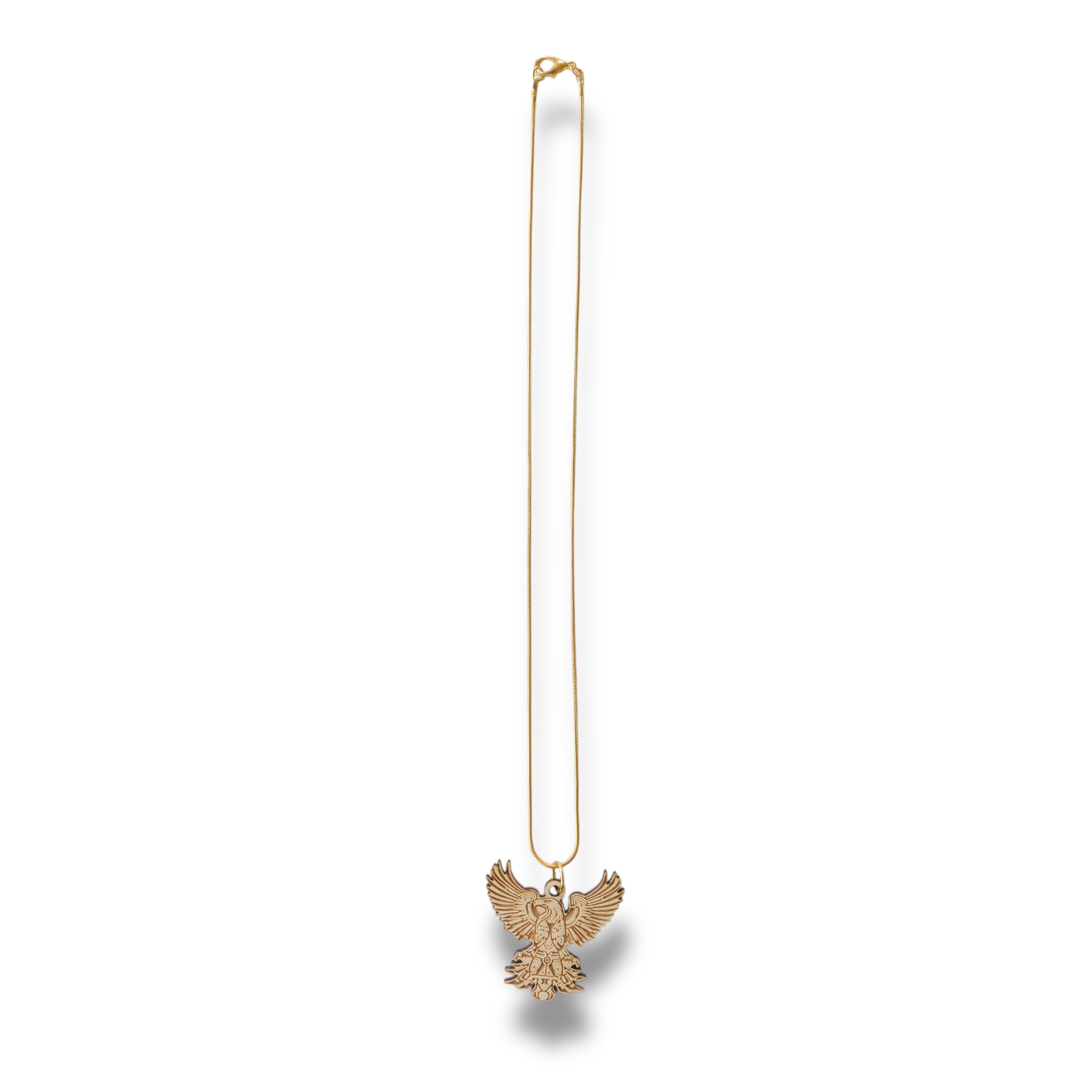 Necklace - Aztec Eagle - Snake and Cable Link chains - Birch wood