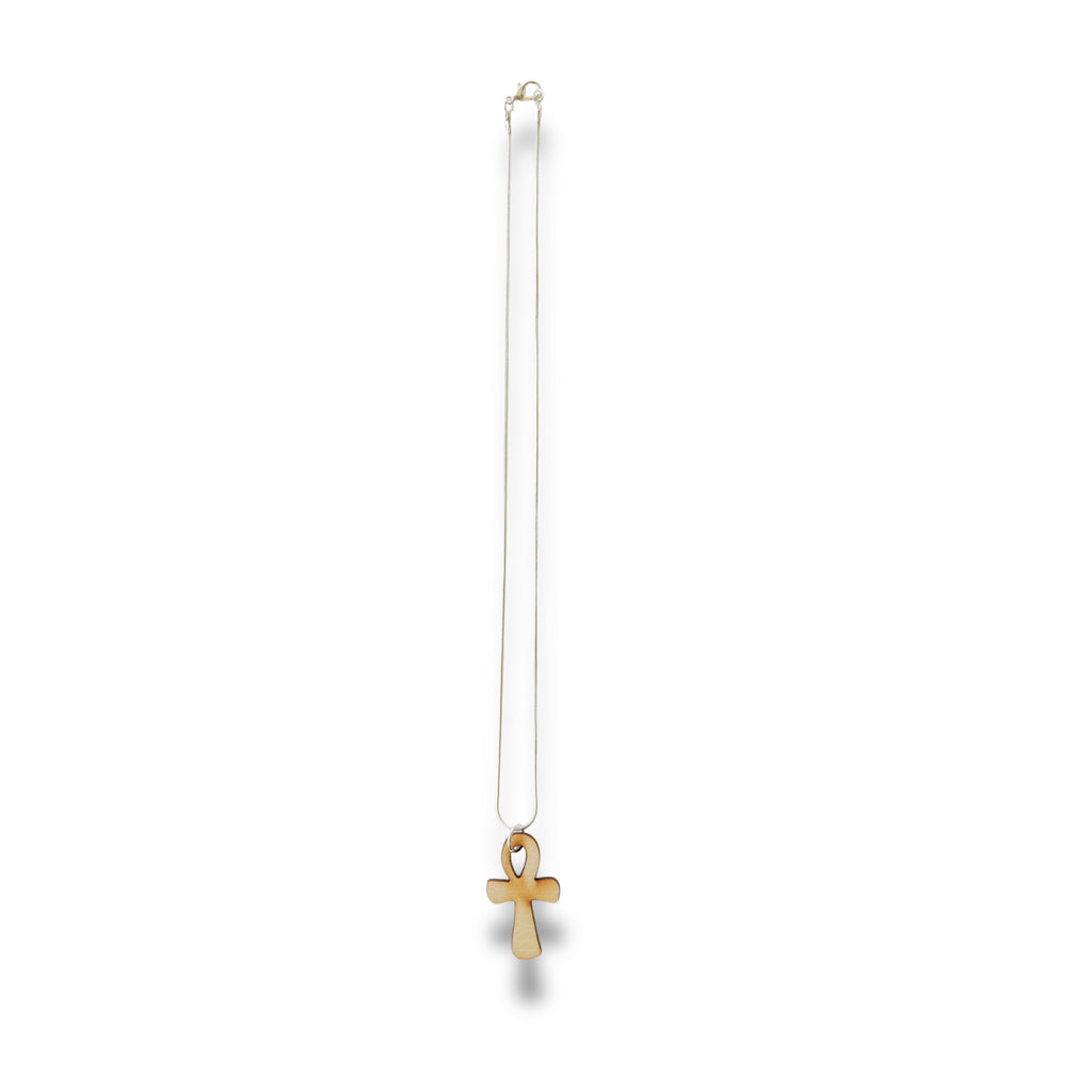 Necklace - Ankh - Key of Life Snake and Cable Link chains - Birch Wood