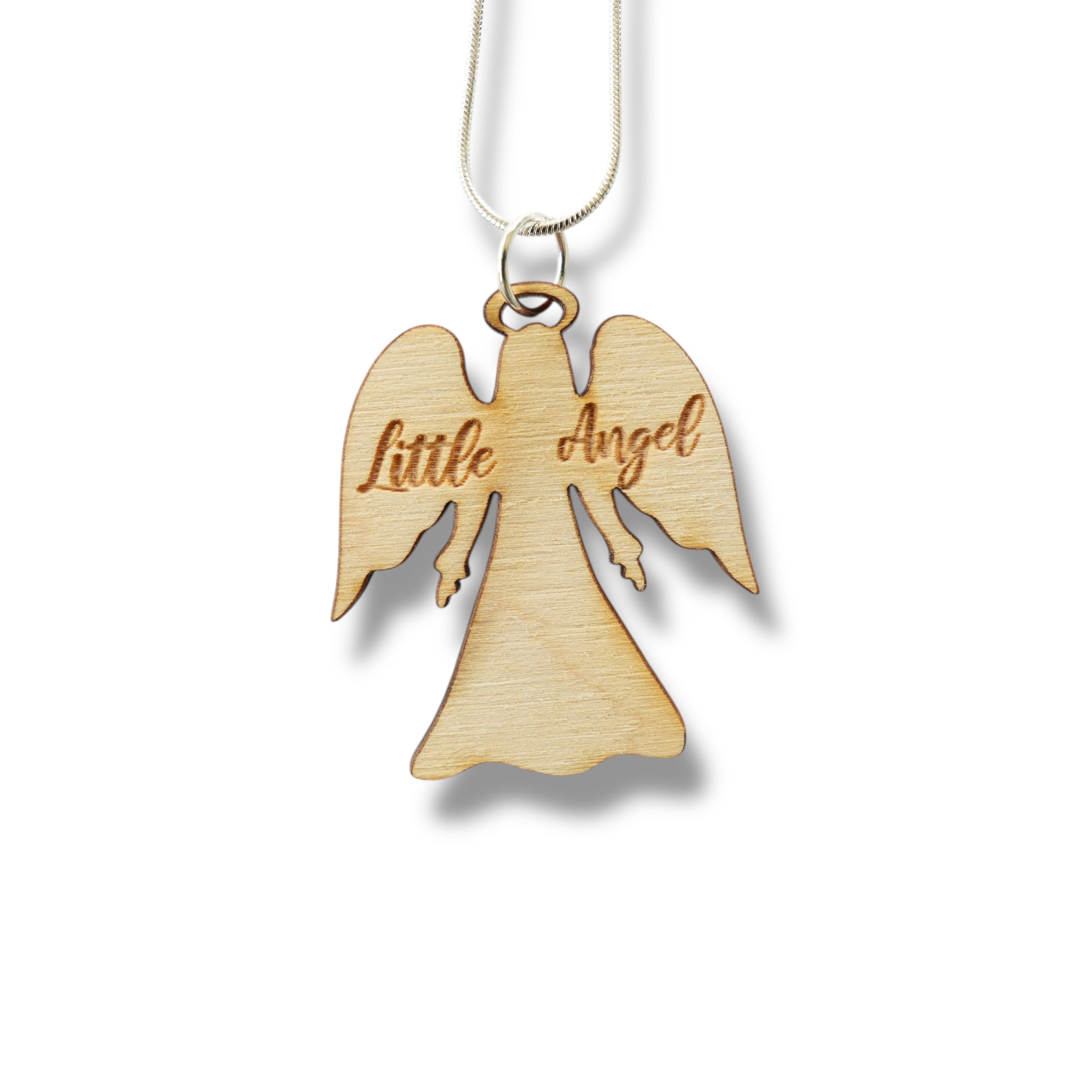 Necklace - Little Angel - Key of Life Snake and Cable Link chains - Birch Wood