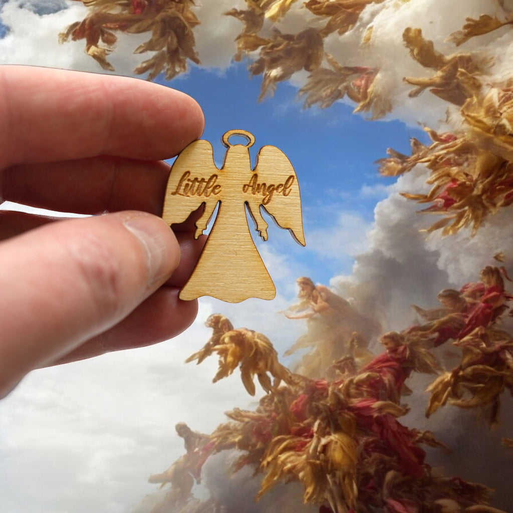 Necklace - Little Angel - Key of Life Snake and Cable Link chains - Birch Wood