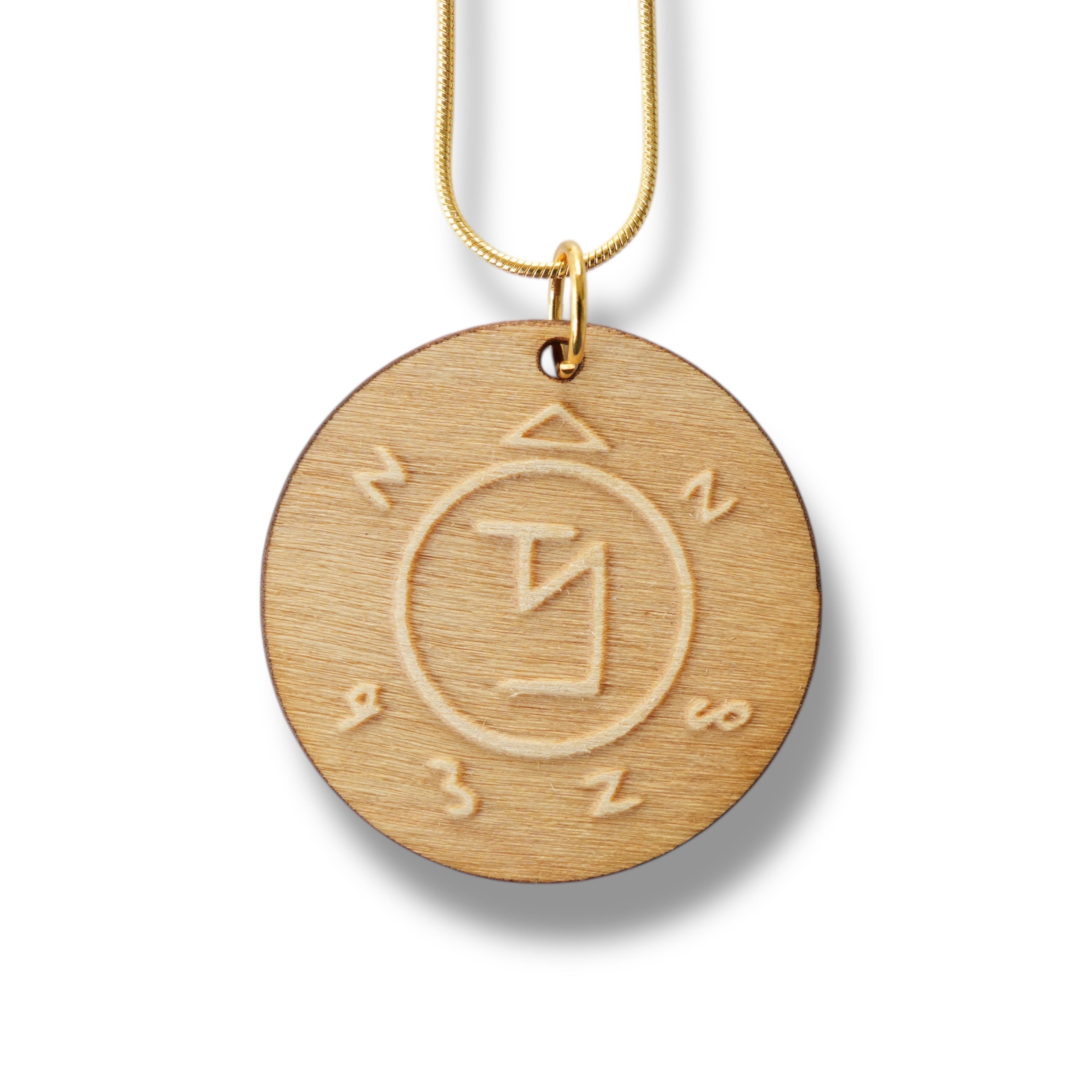 Necklace - Angel Ward - Key of Life Snake and Cable Link chains - Birch Wood