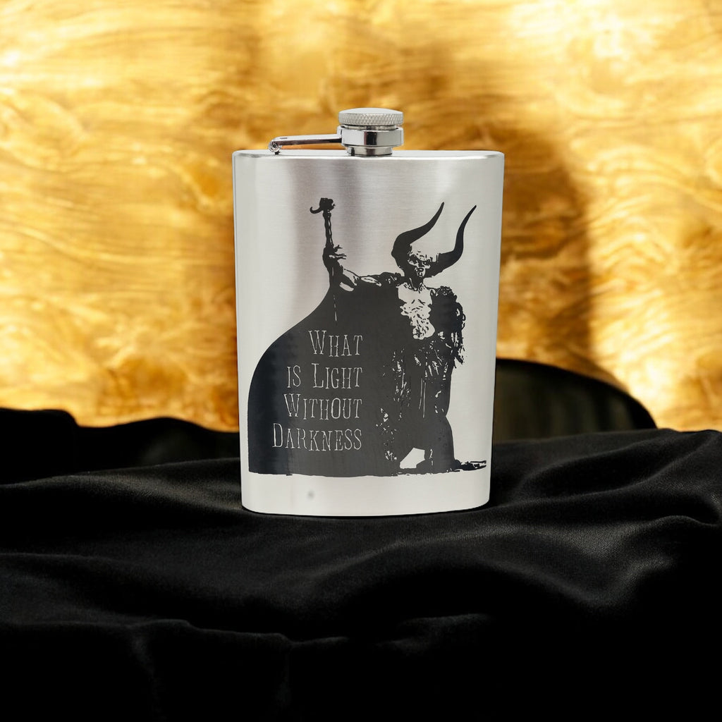 8oz What Is Light Without Darkness Stainless Steel Flask