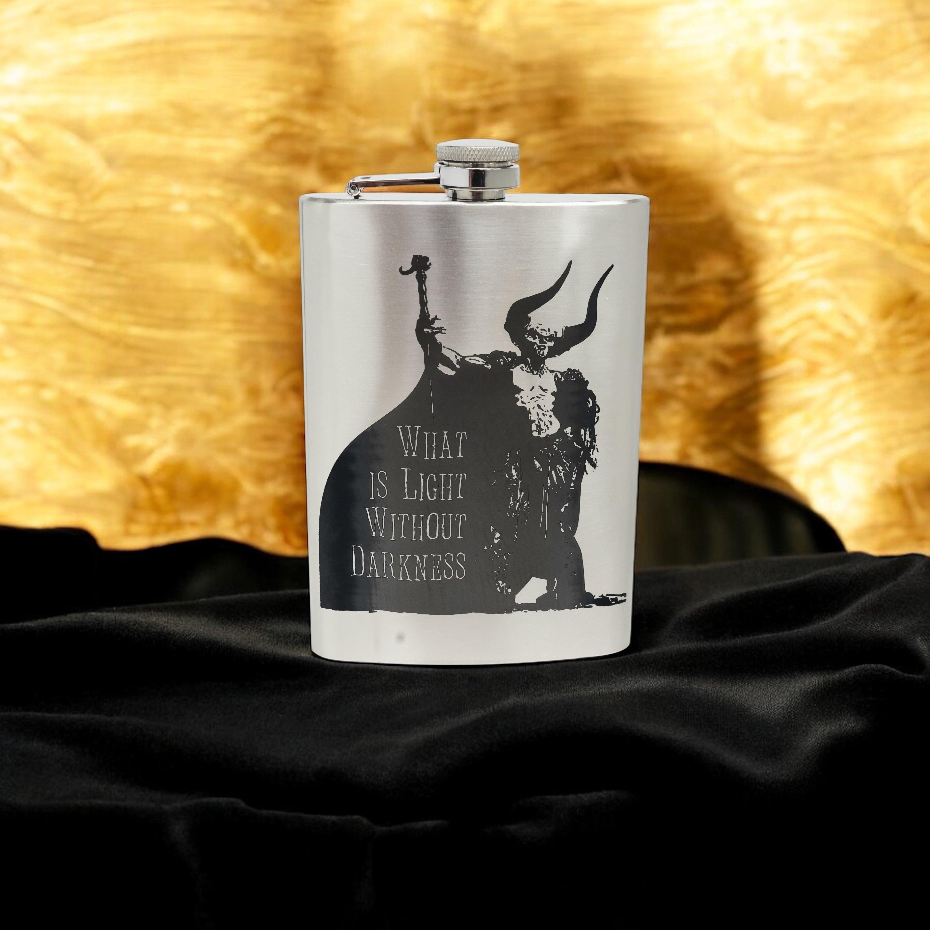 8oz What Is Light Without Darkness Stainless Steel Flask