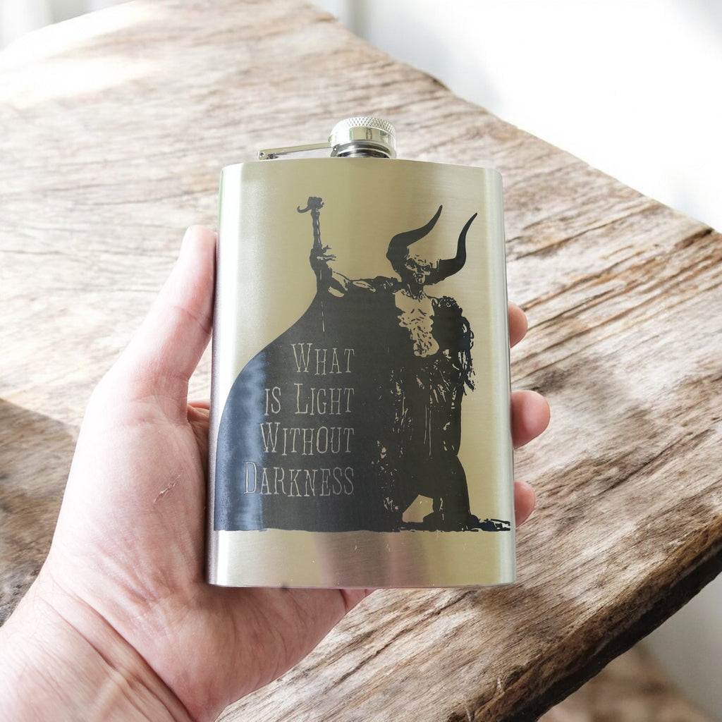 8oz What Is Light Without Darkness Stainless Steel Flask