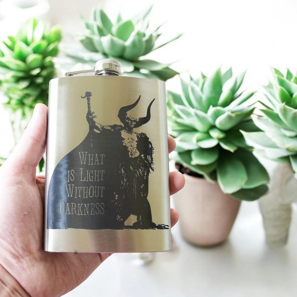 8oz What Is Light Without Darkness Stainless Steel Flask