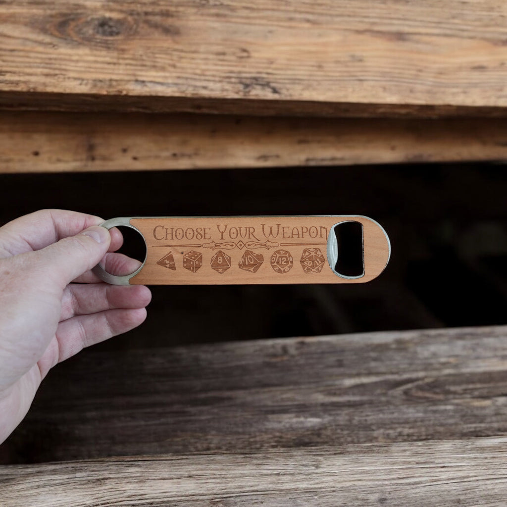 Wooden Bottle Opener - Choose your Weapon