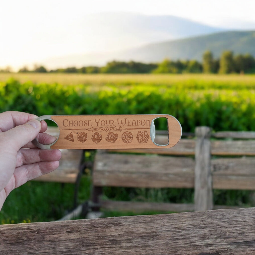 Wooden Bottle Opener - Choose your Weapon