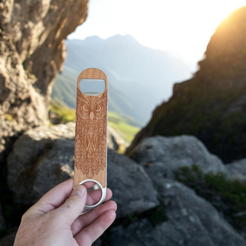 Wooden Bottle Opener - Tribal Owl