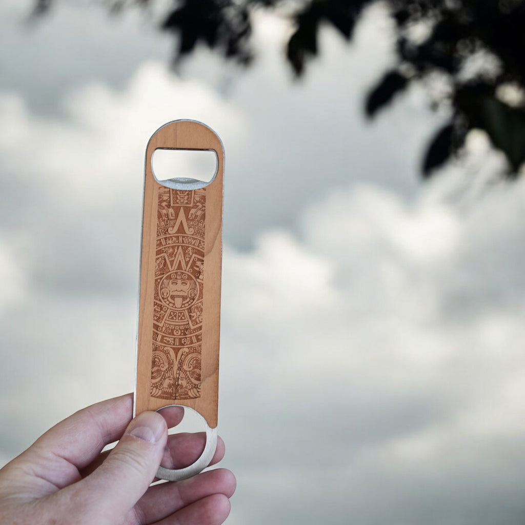 Wooden Bottle Opener - Aztec Calendar