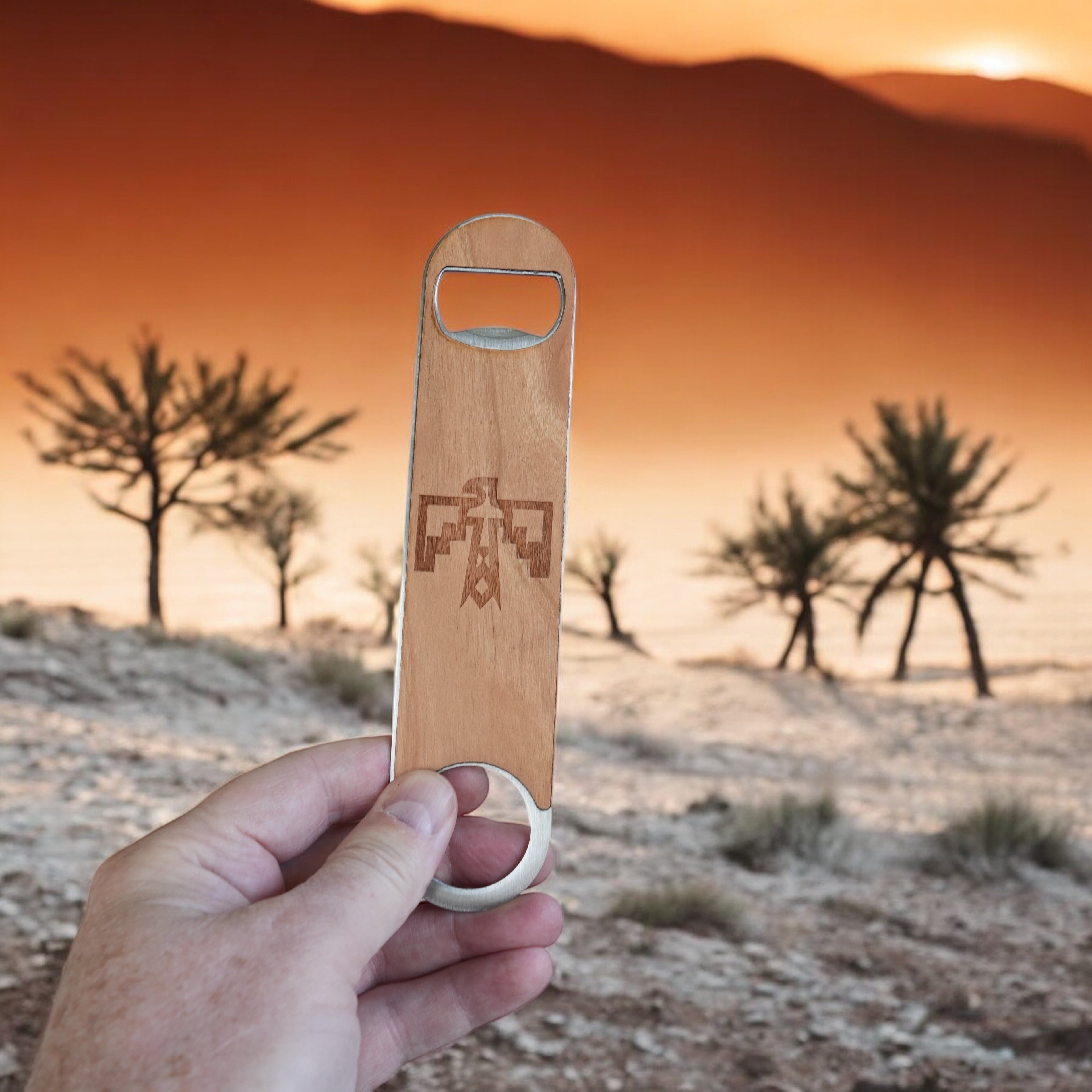 Wooden Bottle Opener - Thunderbird Native American