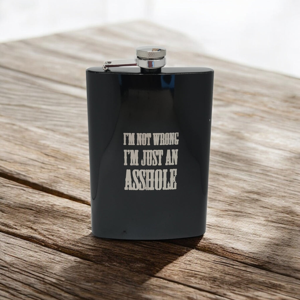 8oz BLACK I'm Not Wrong Flask