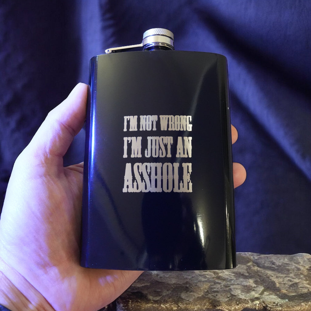 8oz BLACK I'm Not Wrong Flask