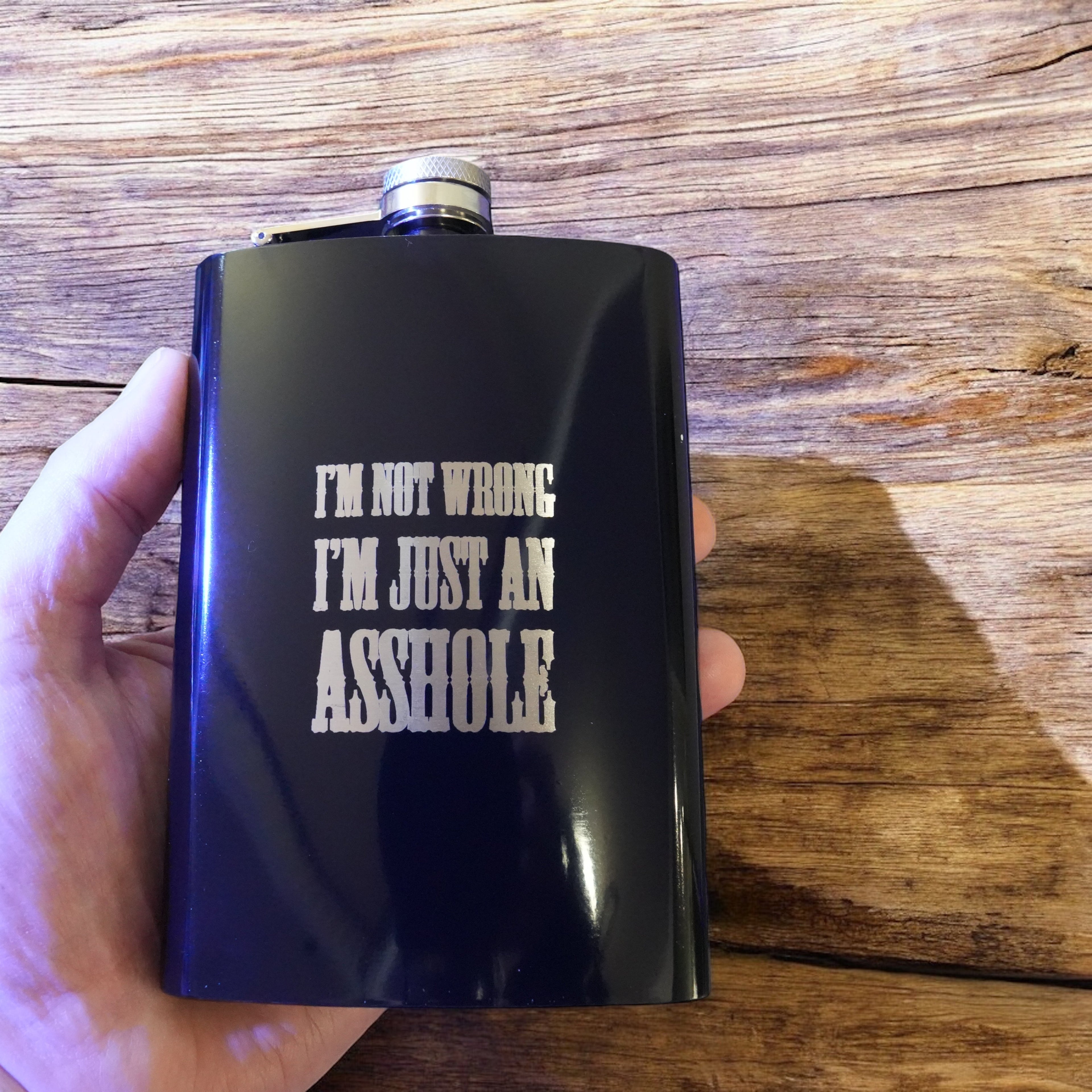 8oz BLACK I'm Not Wrong Flask
