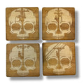 Lineman Skulls Coaster Set of 4 Raw Wood
