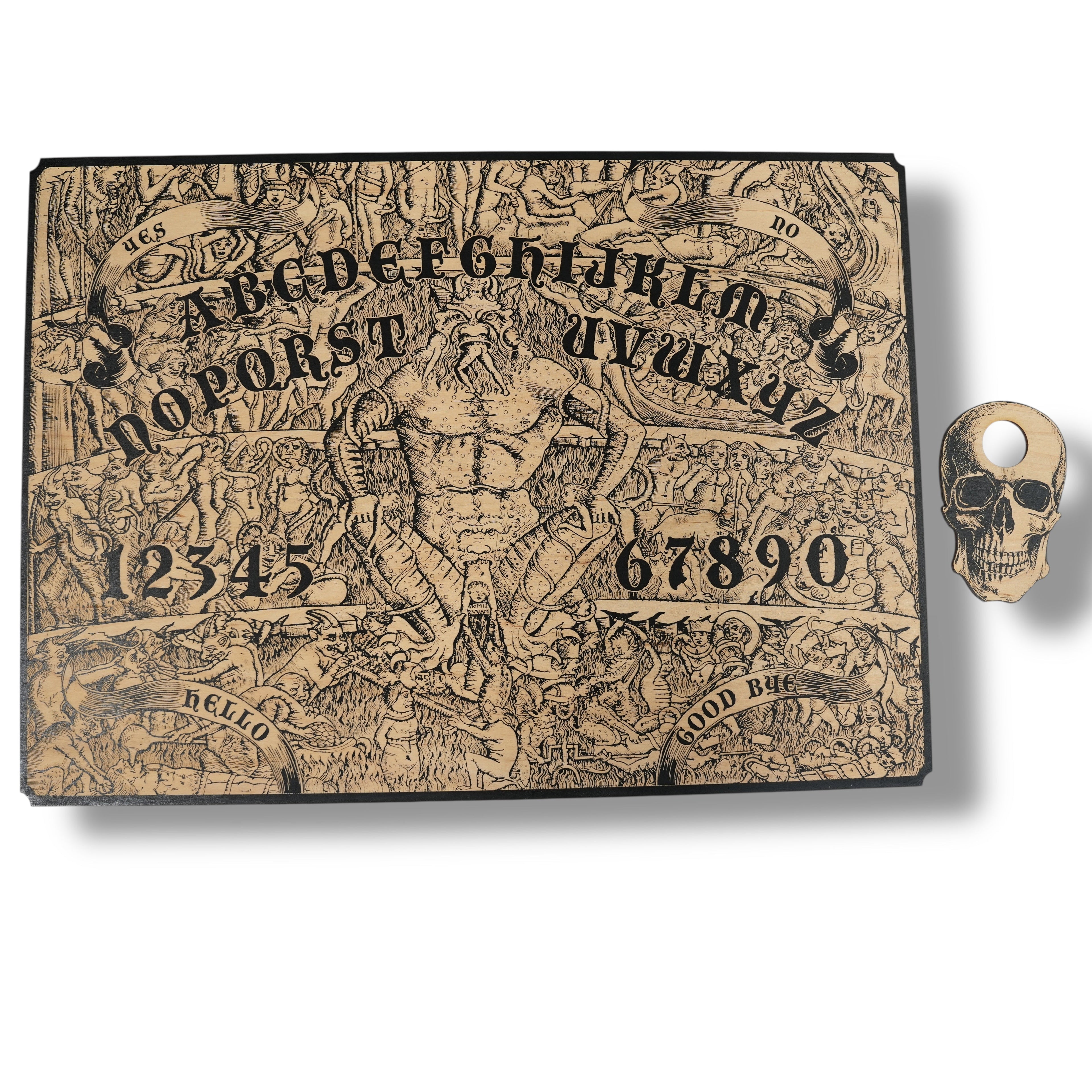 Spirit Board - Dante's Inferno with Skull Cursor WITH STAND - Sign