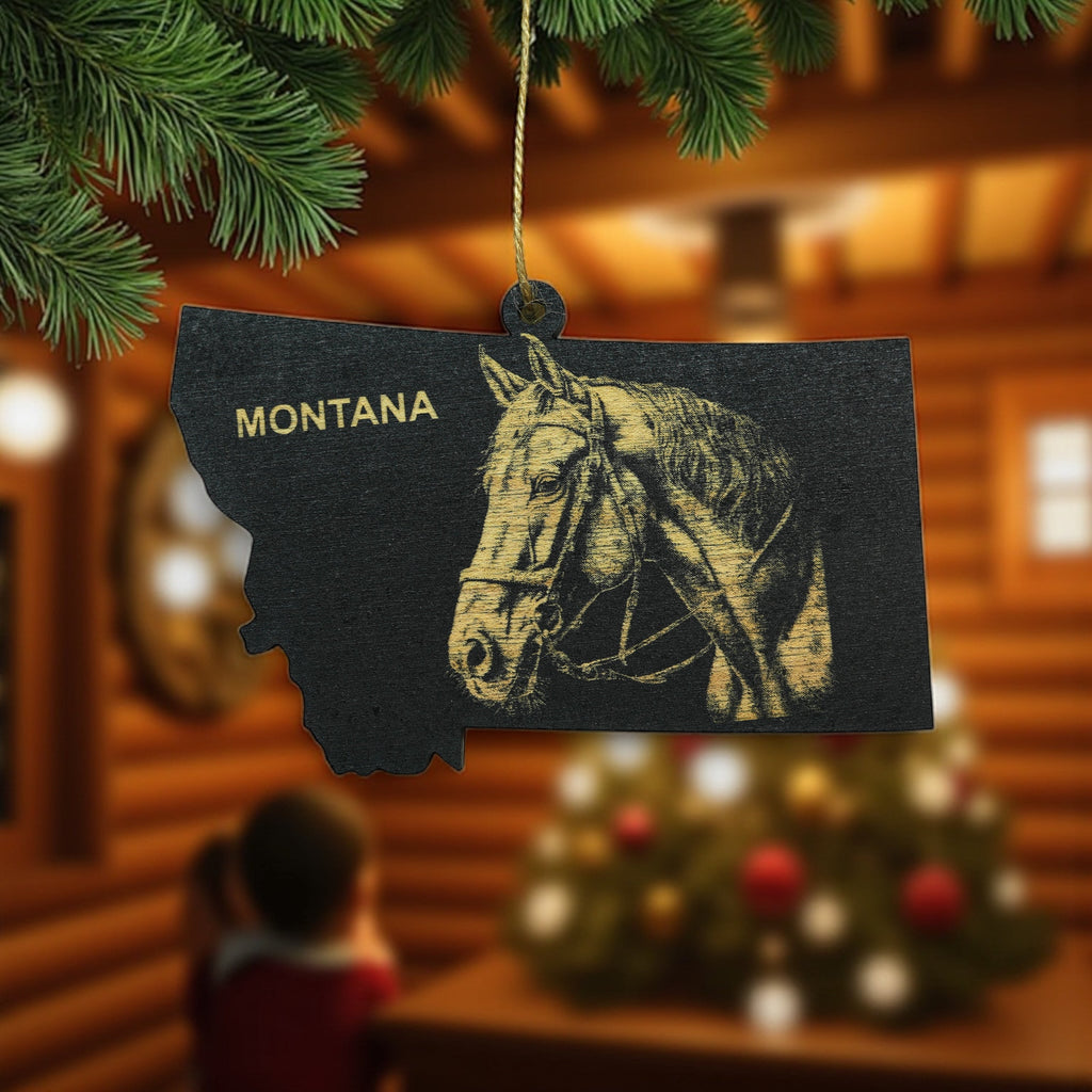Ornament - Black - Montana with Horse