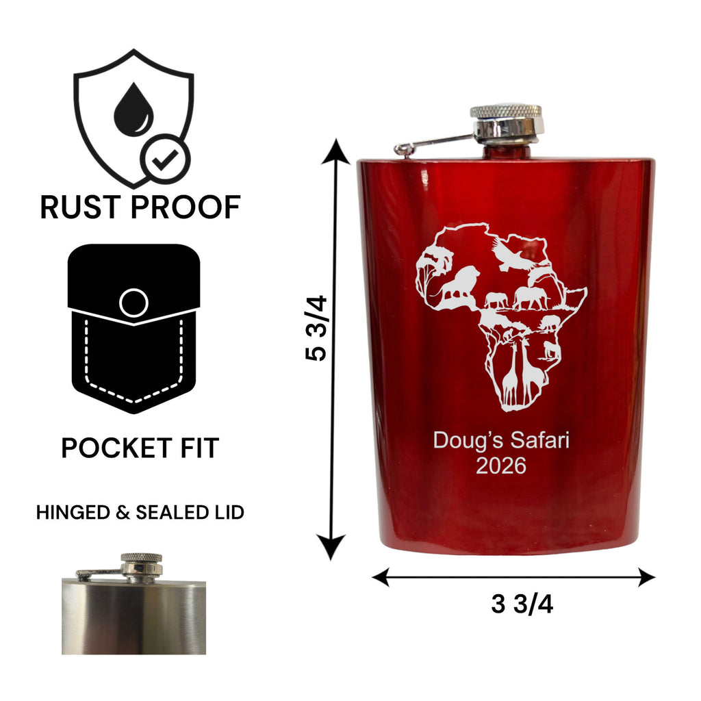 8oz Flask - African Scene PERSONALIZED