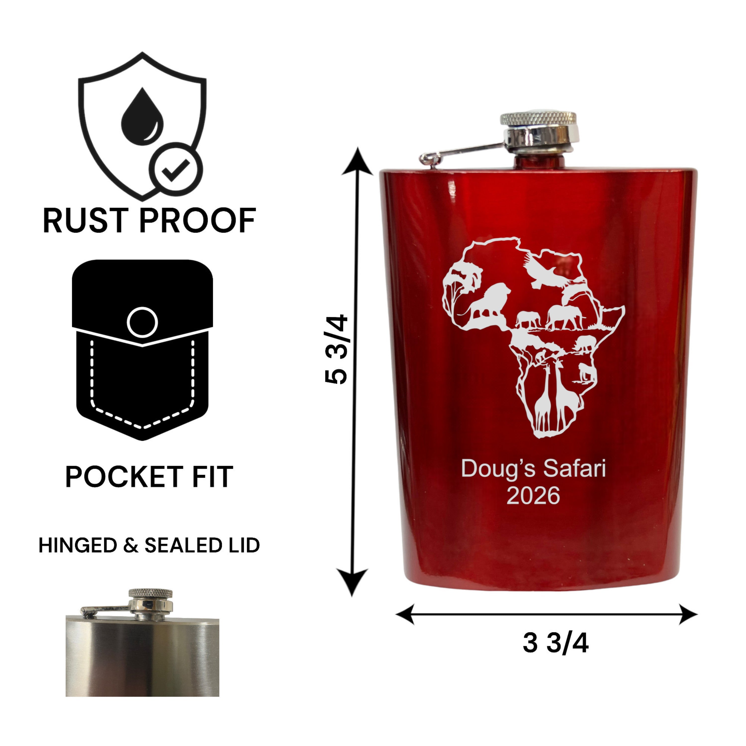 8oz Flask - African Scene PERSONALIZED