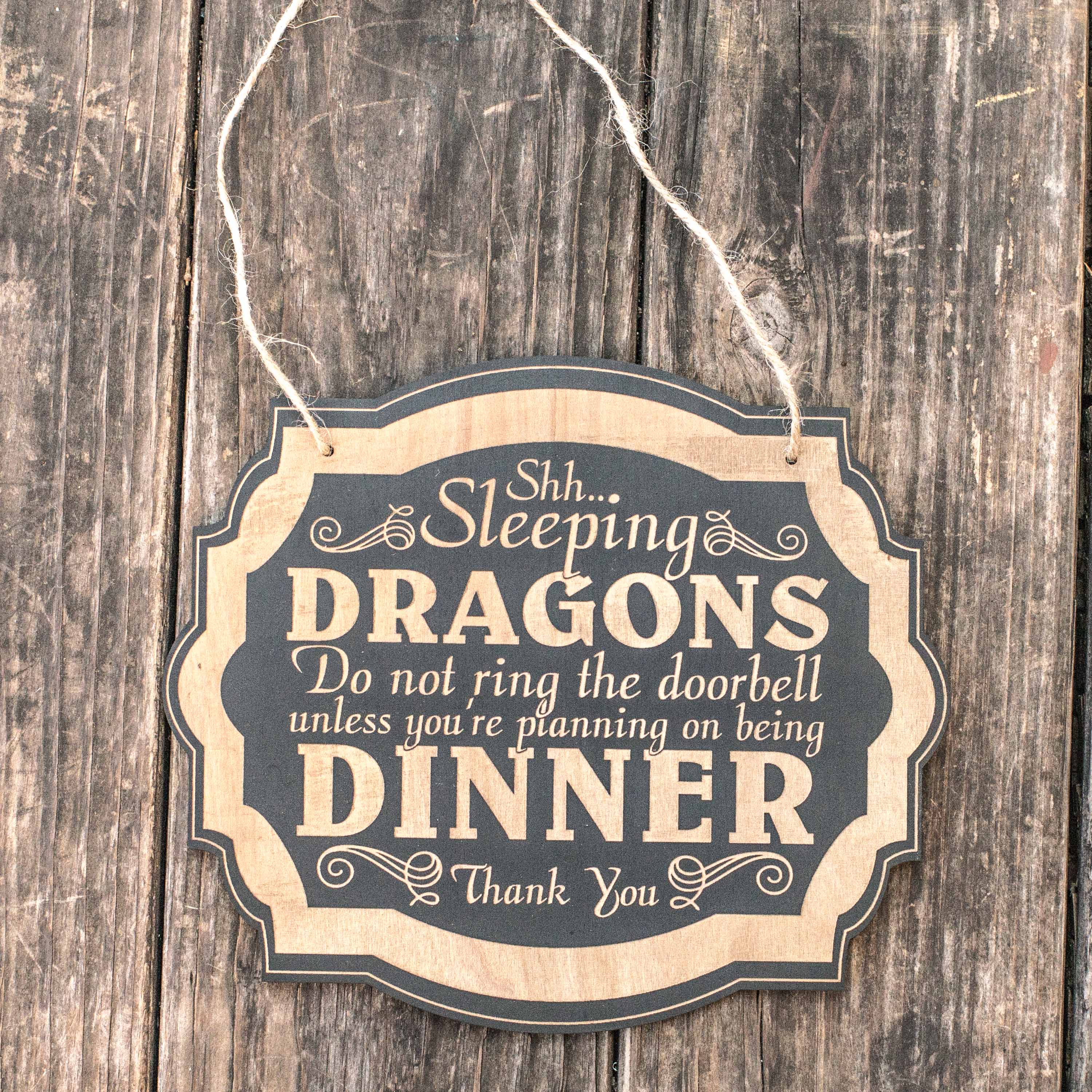 Shhh Sleeping Dragons - Black Door Sign