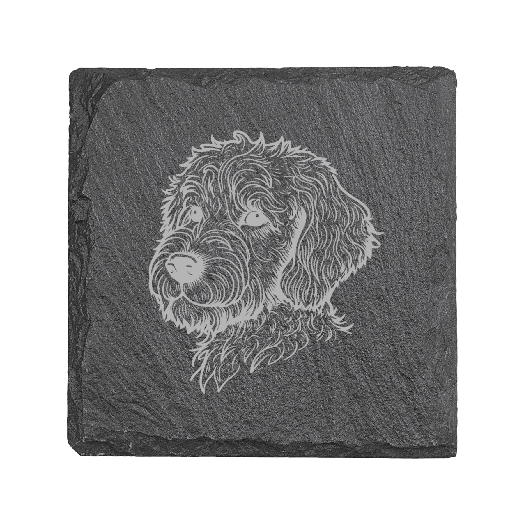 15oz Stemless Wine Glass Set - Golden Doodle + Slate Coaster