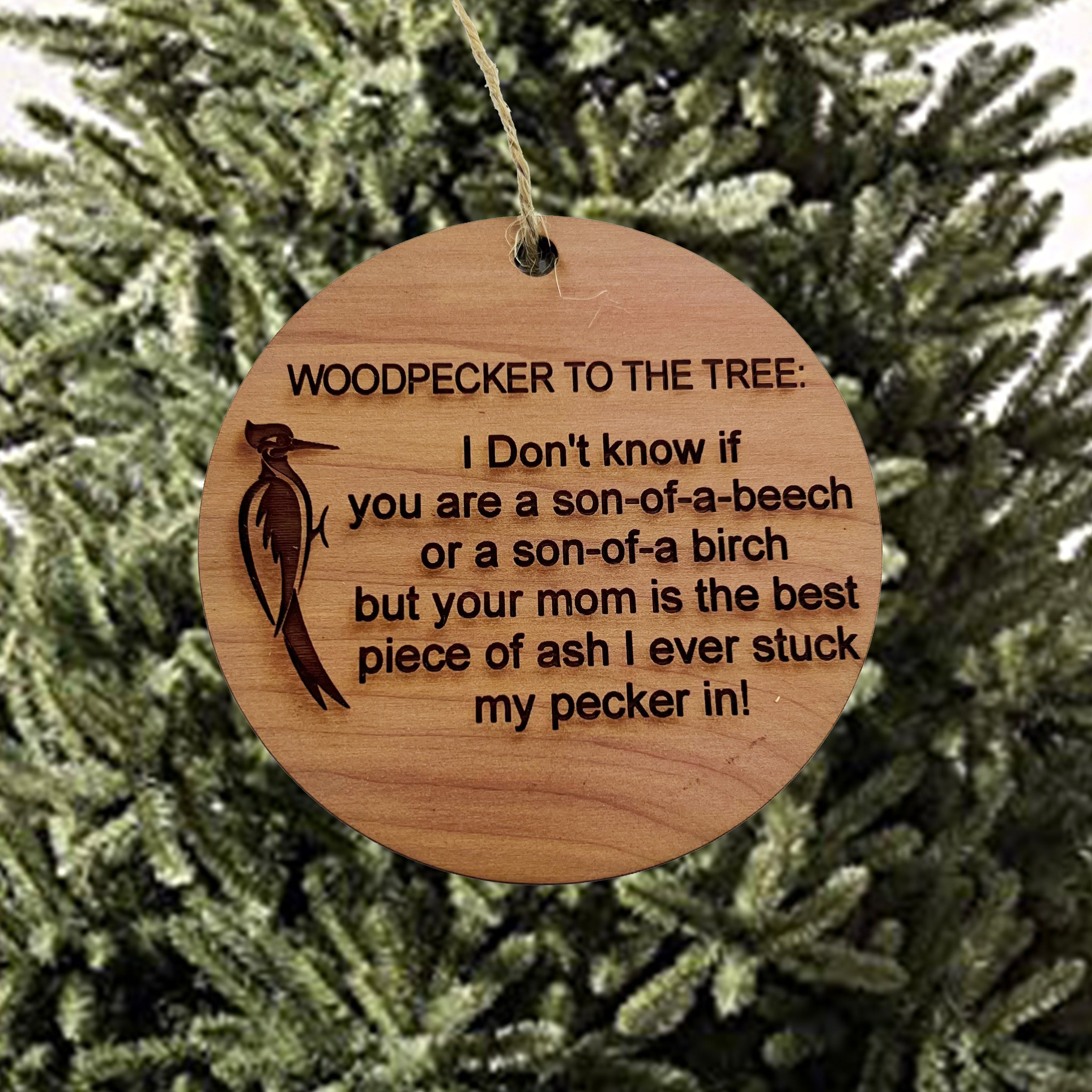 Woodpecker to the Tree - Cedar Ornament