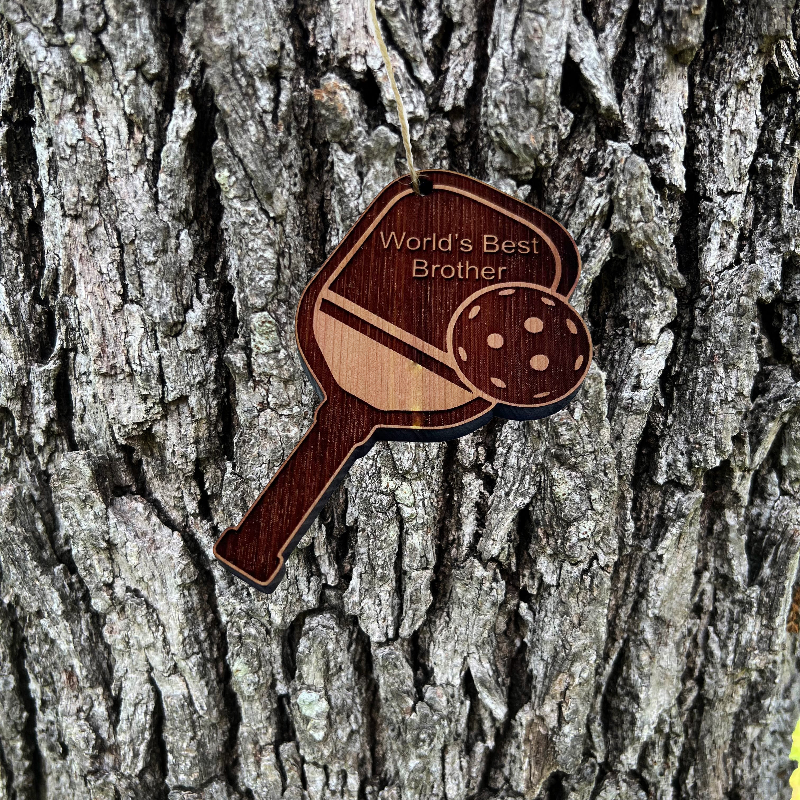 Worlds Best Brother Pickleball - Cedar Ornament