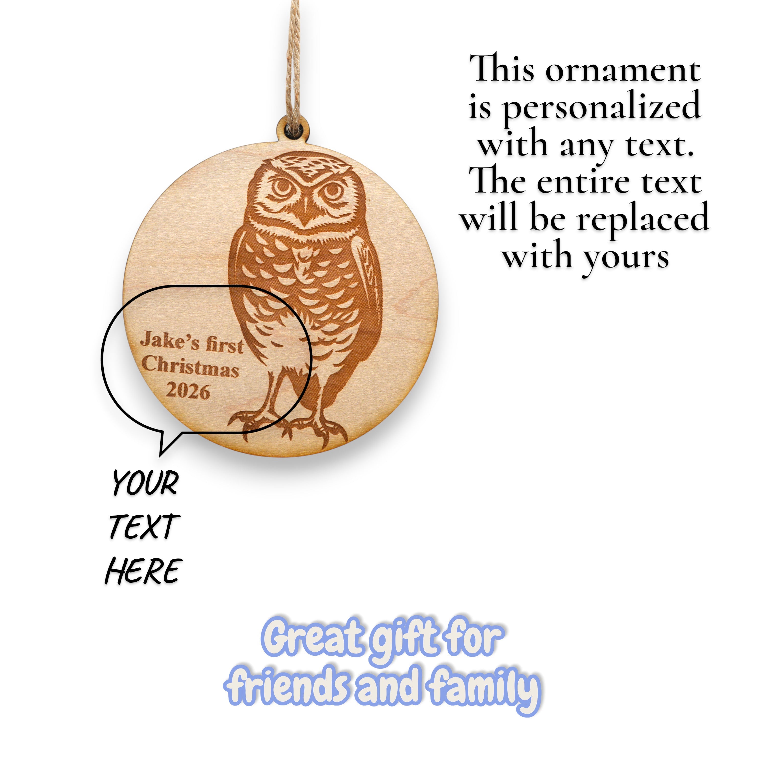 Ornament - Animals - PERSONALIZED - Raw Wood