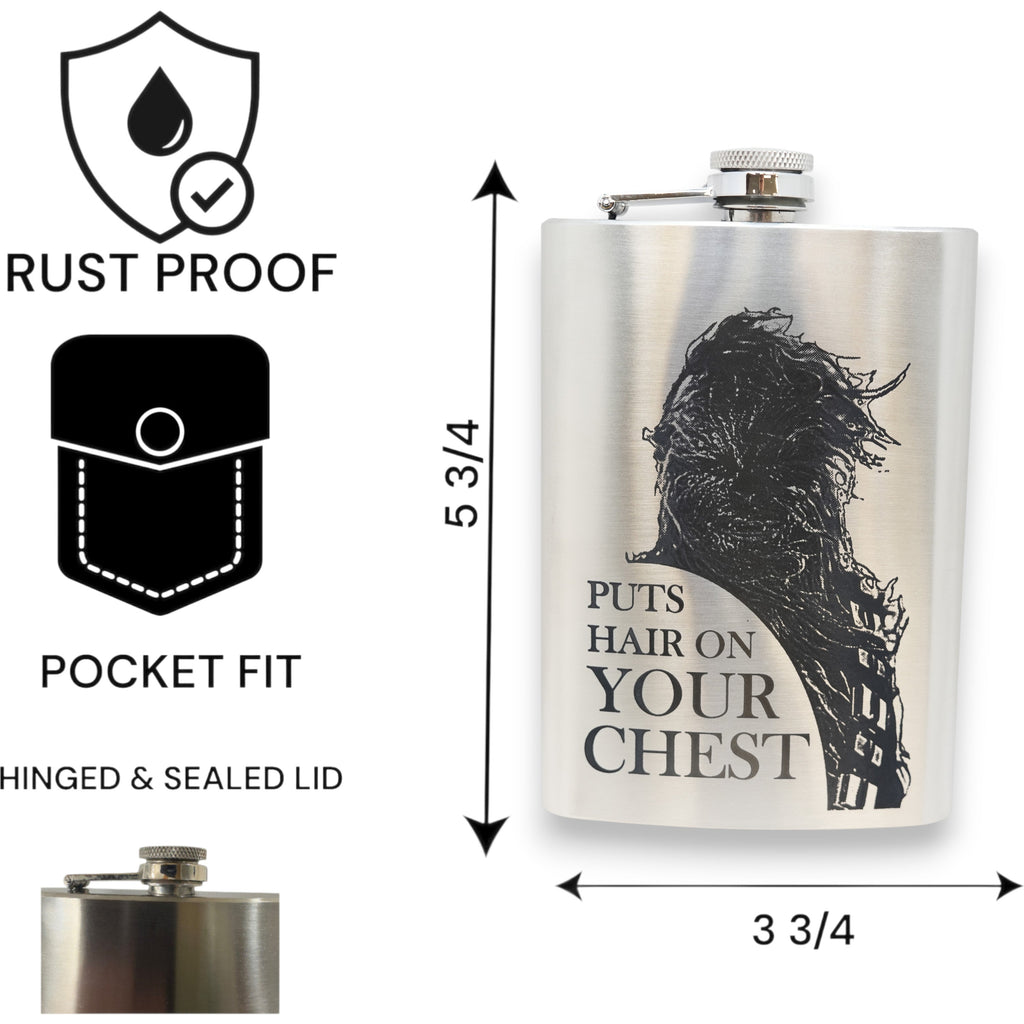 8oz Puts Hair on Your Chest Stainless Steel Flask