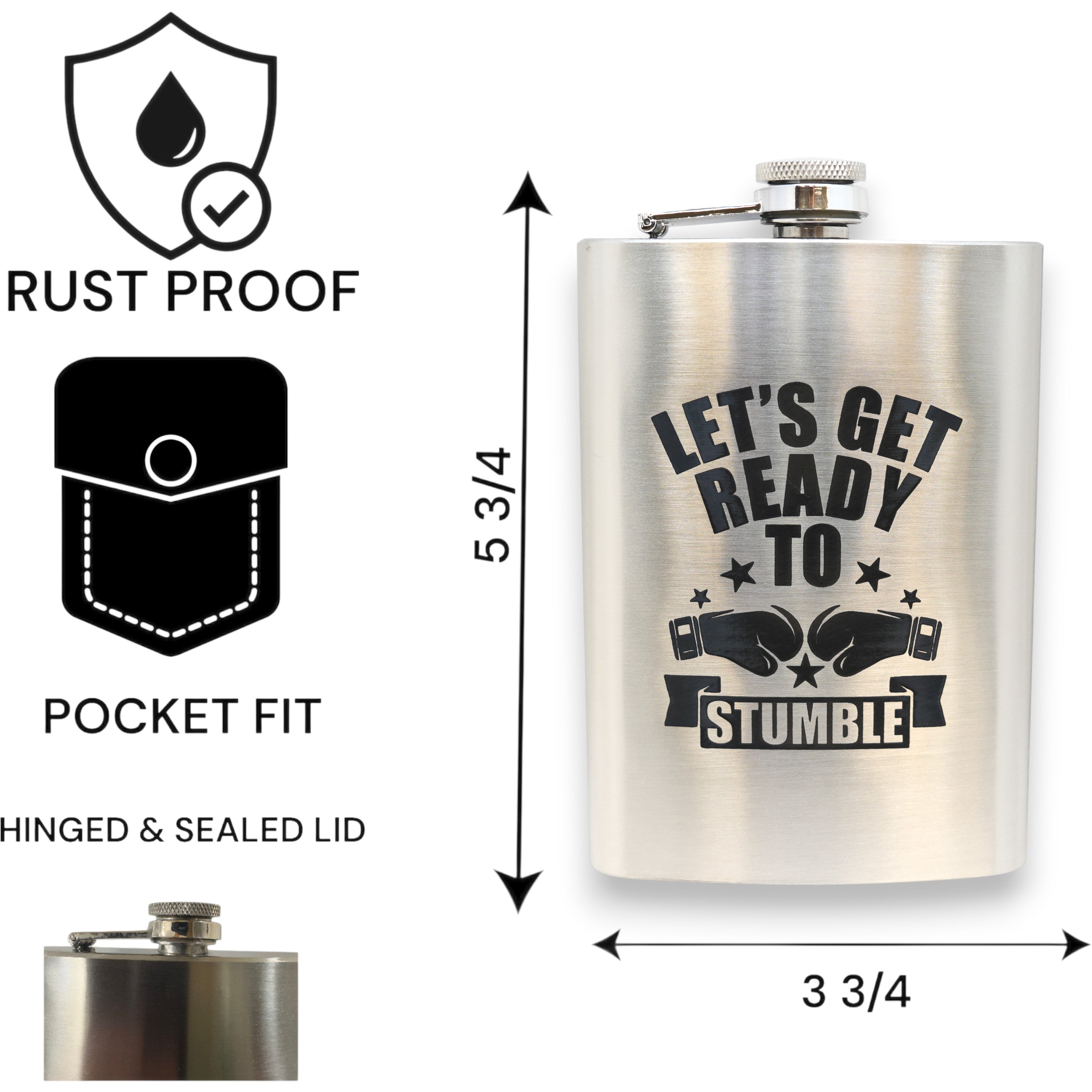 8oz Let's Get Ready to Stumble Stainless Steel Flask