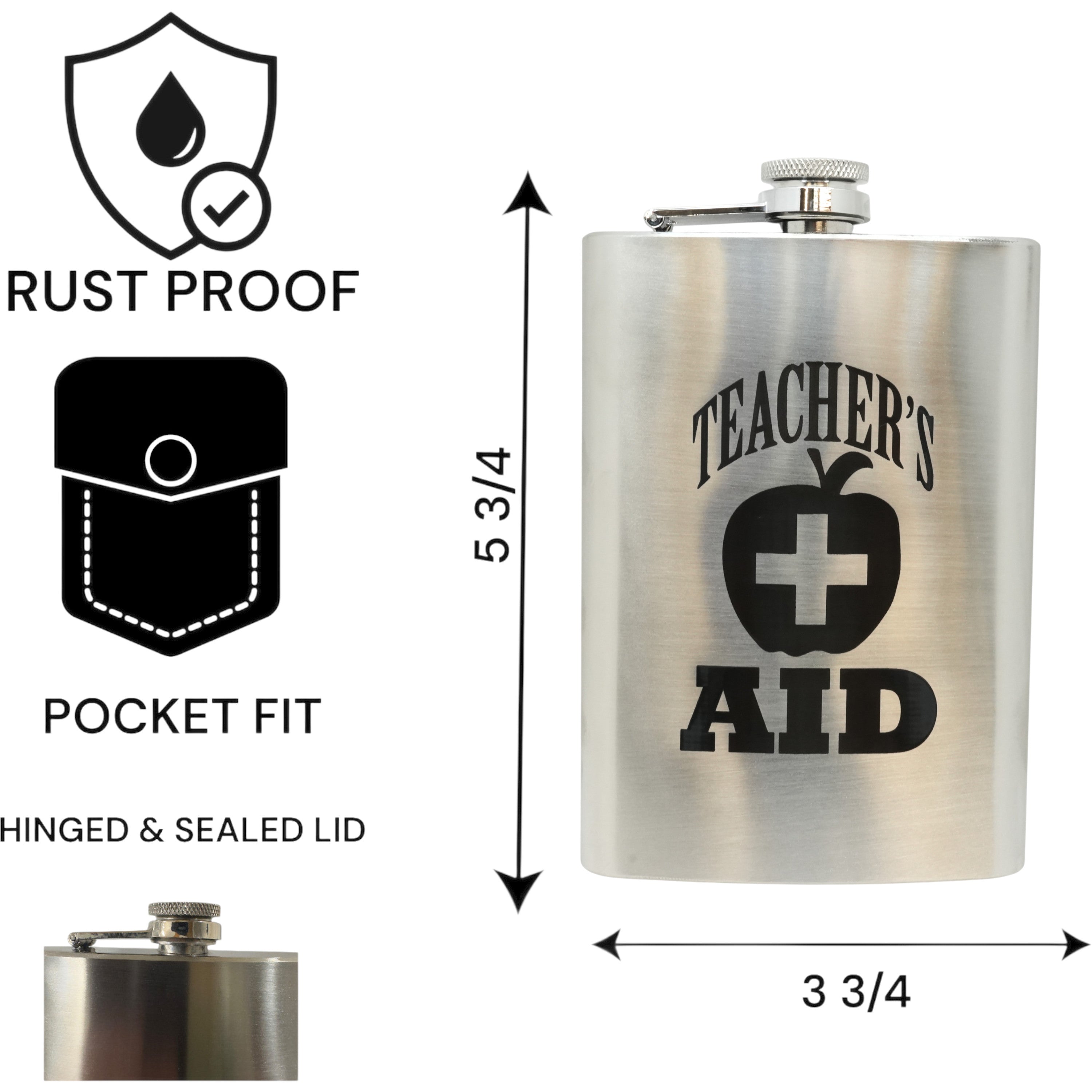 8oz Teacher's Aid Stainless Steel Flask
