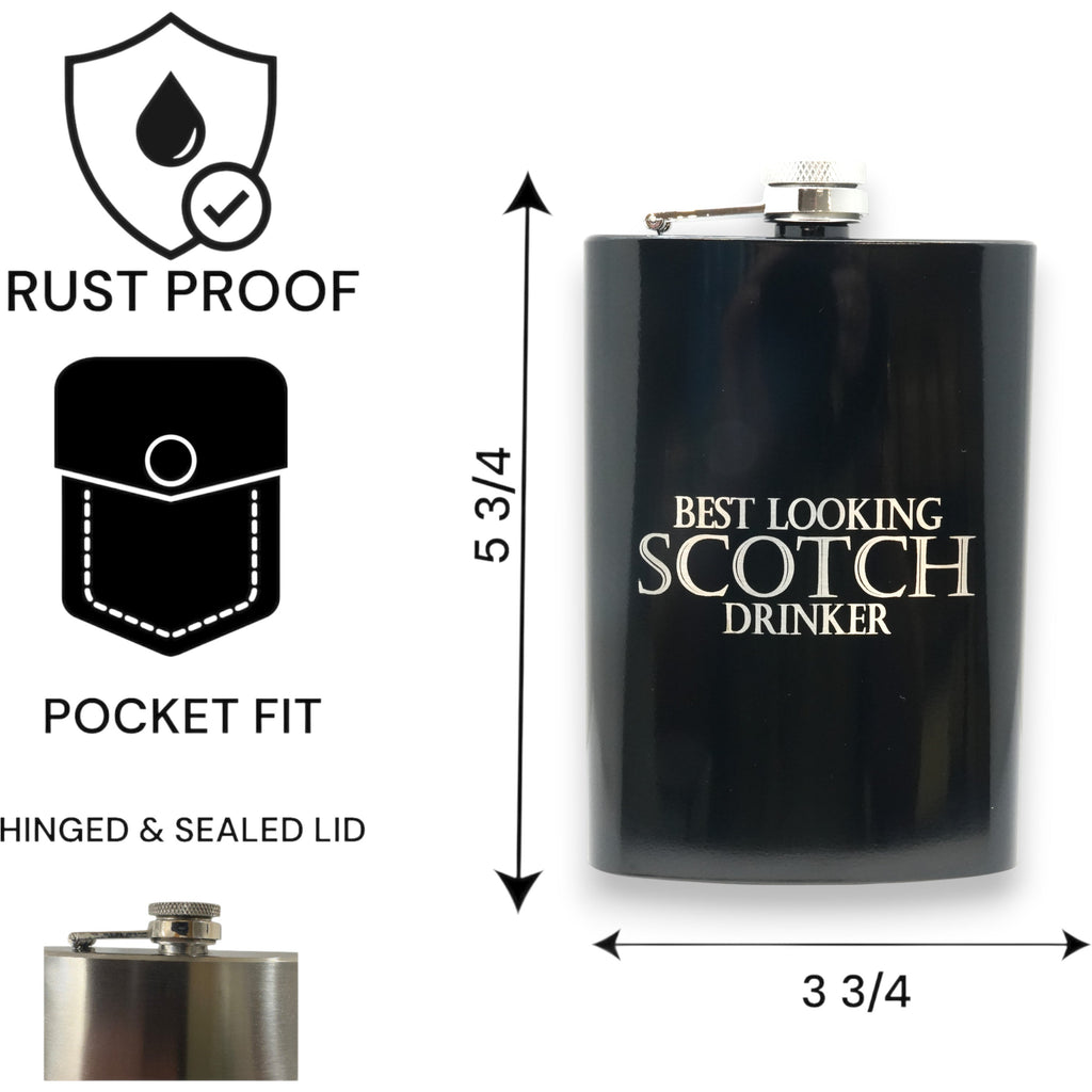 8oz BLACK Best Looking Scotch Drinker Flask