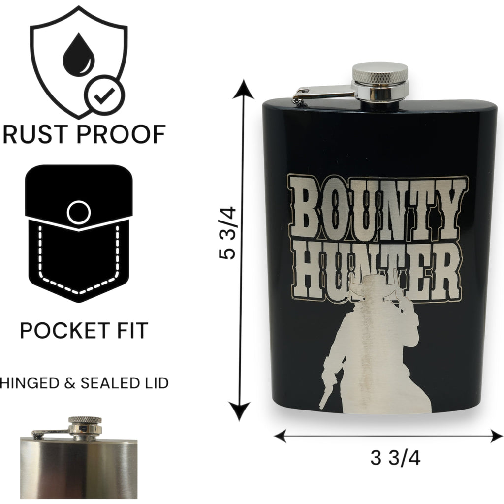 8oz BLACK Bounty Hunter Flask