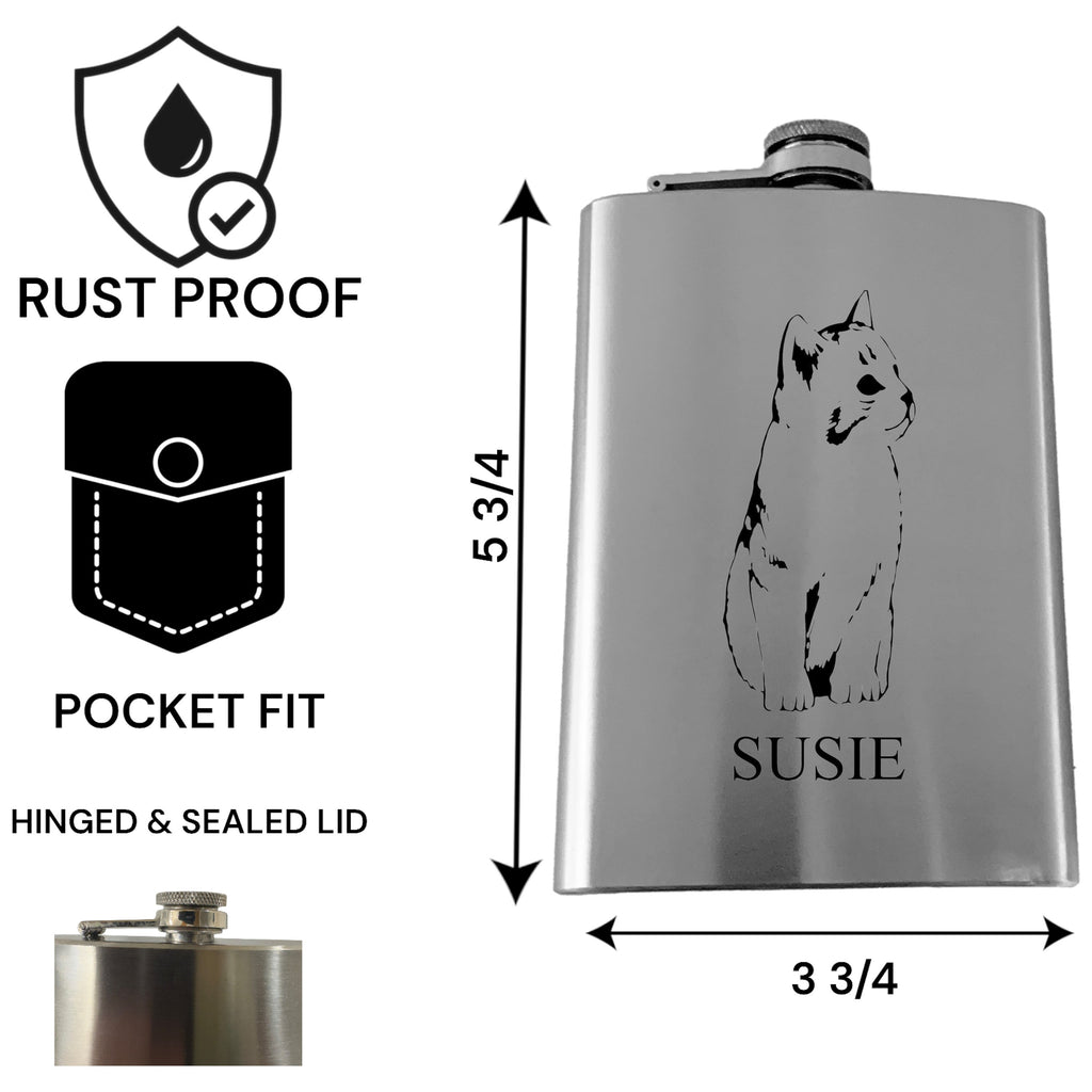 8oz Flask or 15oz Wine Glass - Kitten - PERSONALIZED