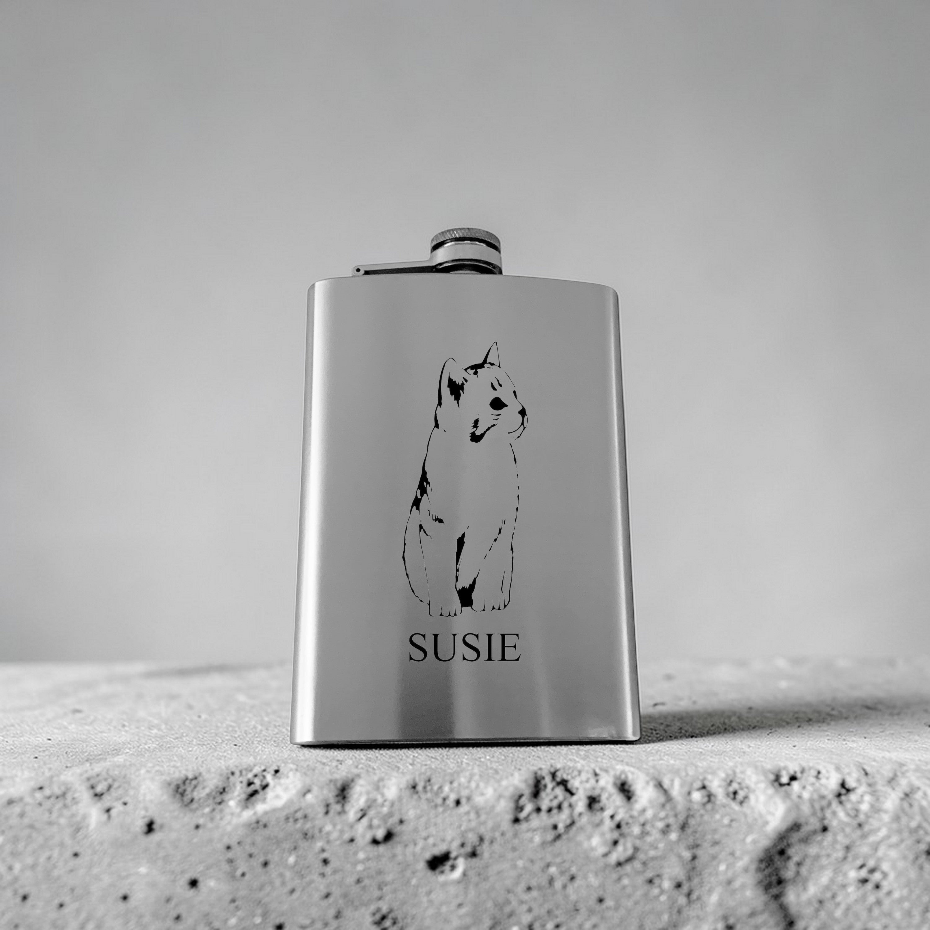8oz Flask or 15oz Wine Glass - Kitten - PERSONALIZED