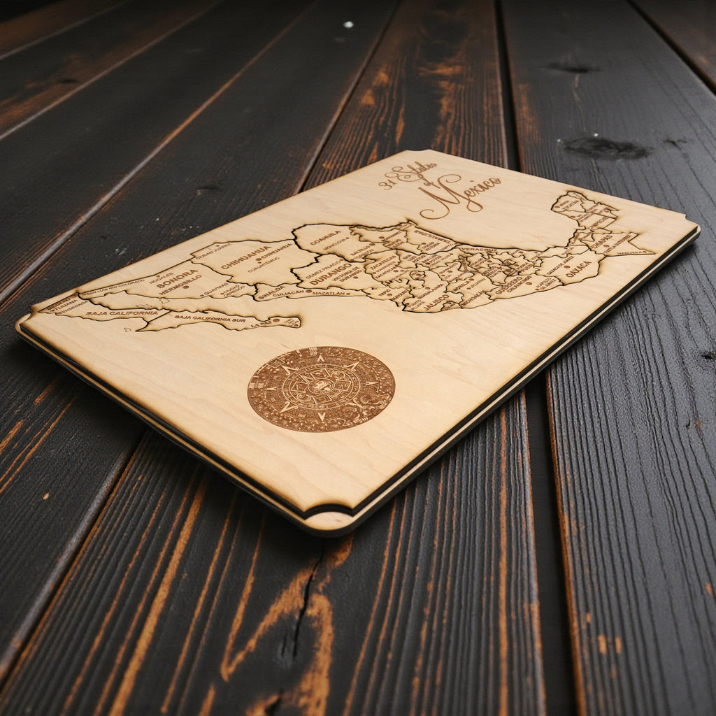 31 States of Mexico - CUSTOM - Puzzle Map - Art Kit - Raw Wood 18x12 Inches - 32 pieces - With Stand
