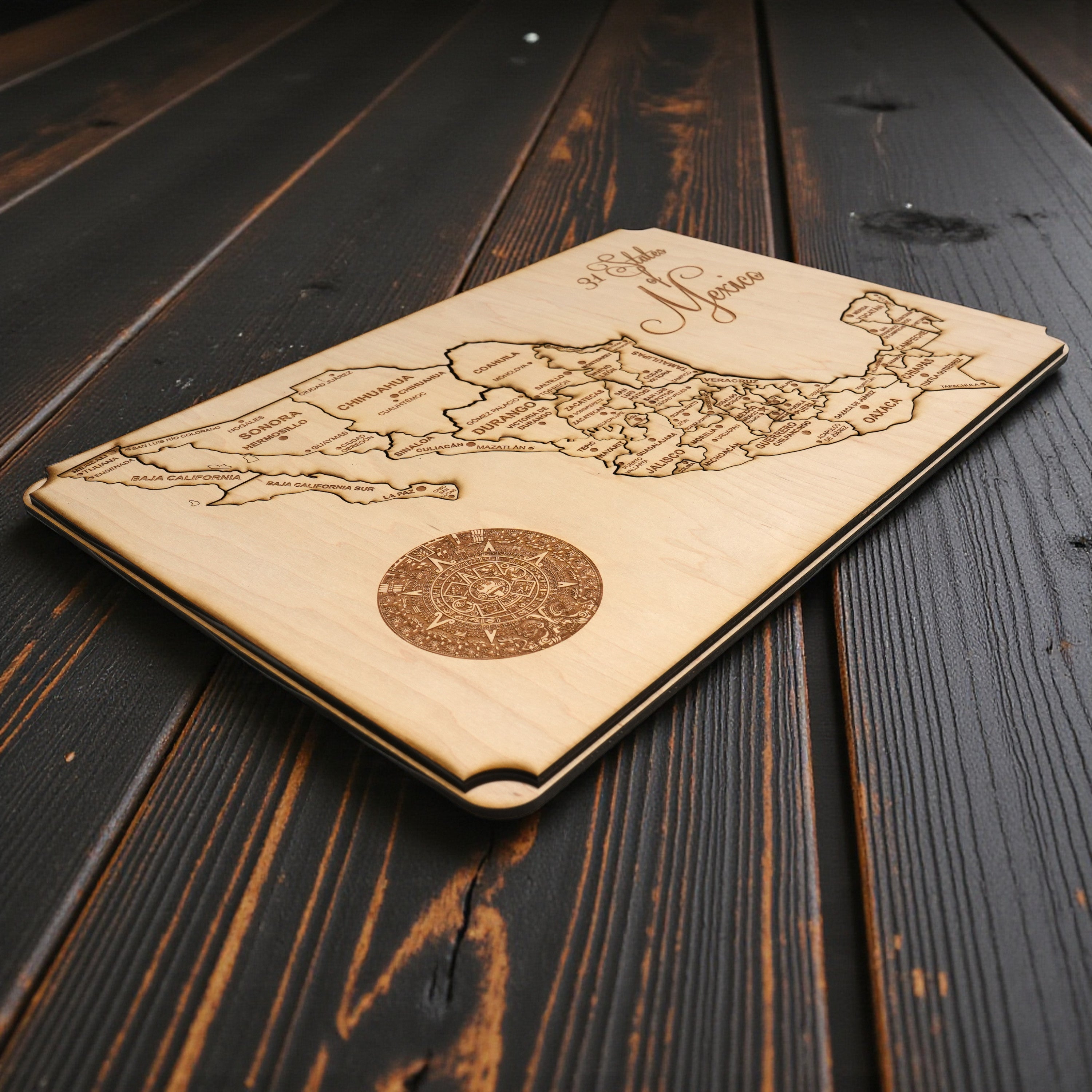 31 States of Mexico - CUSTOM - Puzzle Map - Art Kit - Raw Wood 18x12 Inches - 32 pieces - With Stand