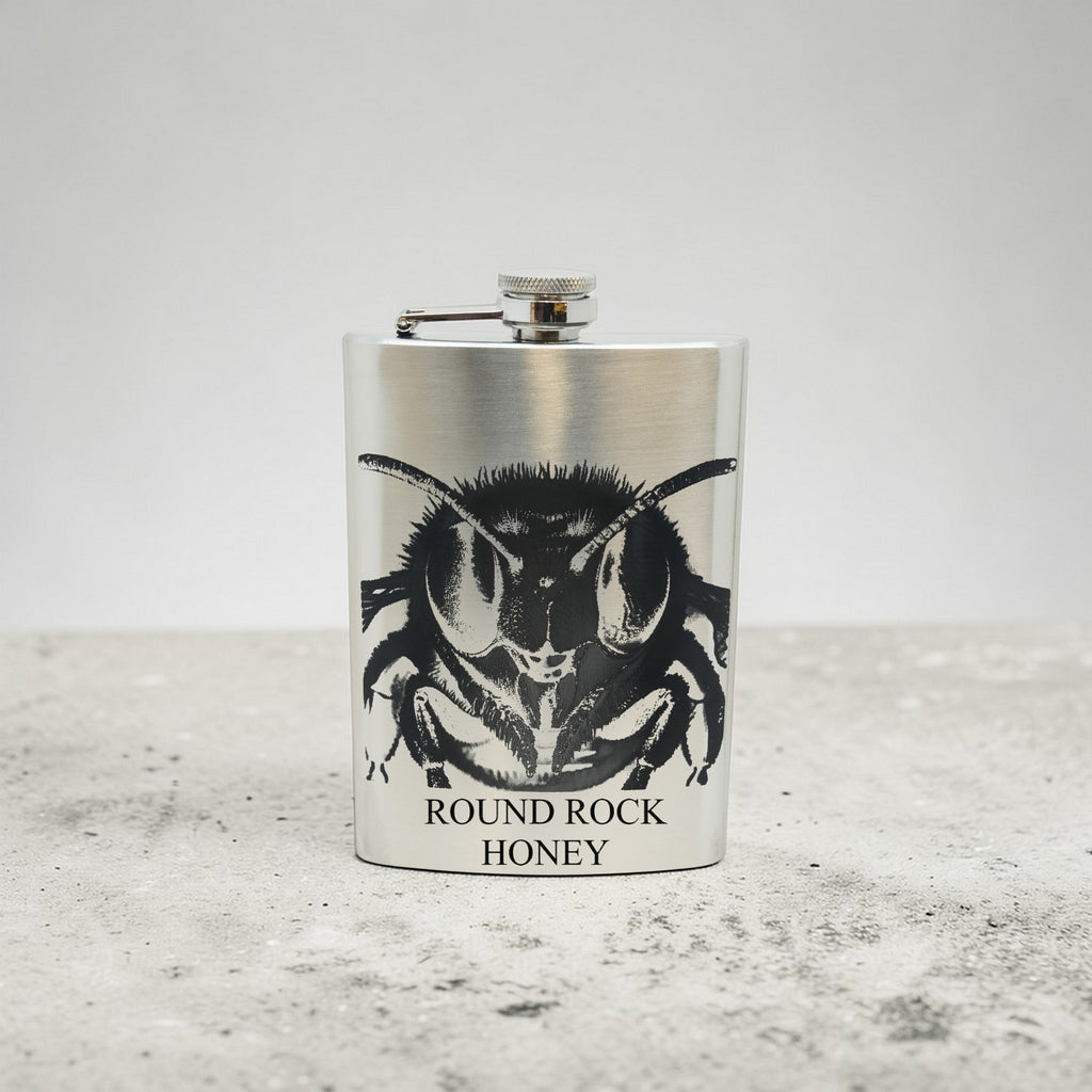 8oz Flask - Honey Bee - PERSONALIZED - Stainless Steel