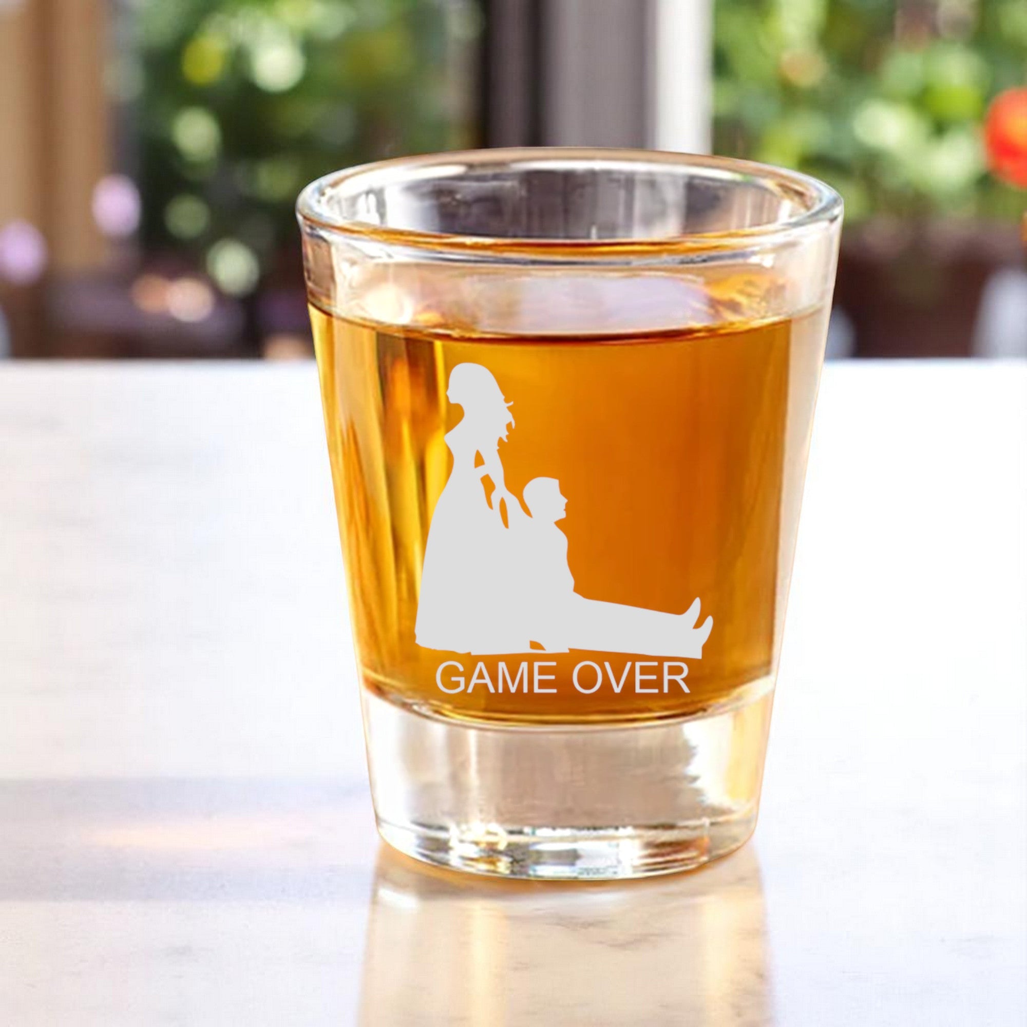 2oz Game Over Shot Glass Wedding Groomsman gift