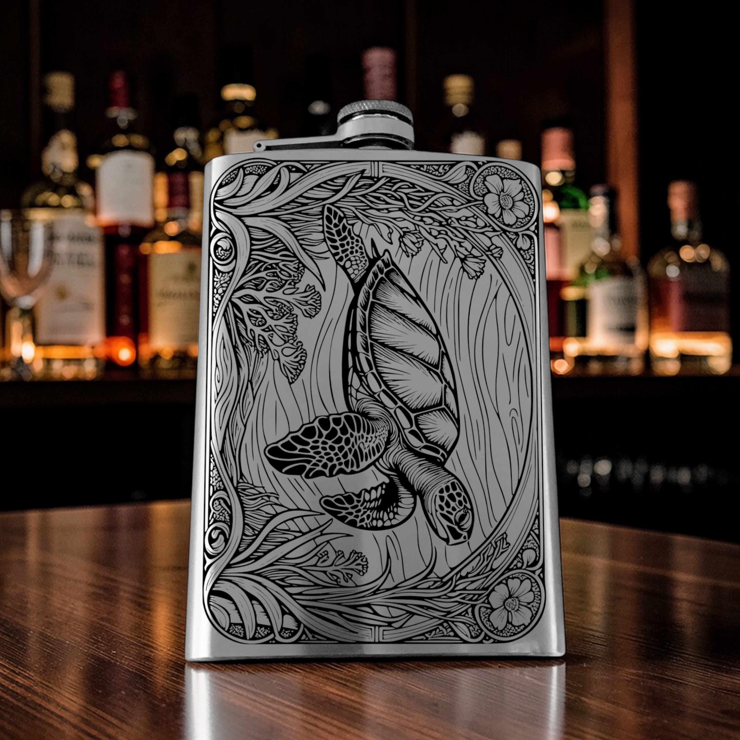 8oz Flask - Sea Turtle Stainless Steel
