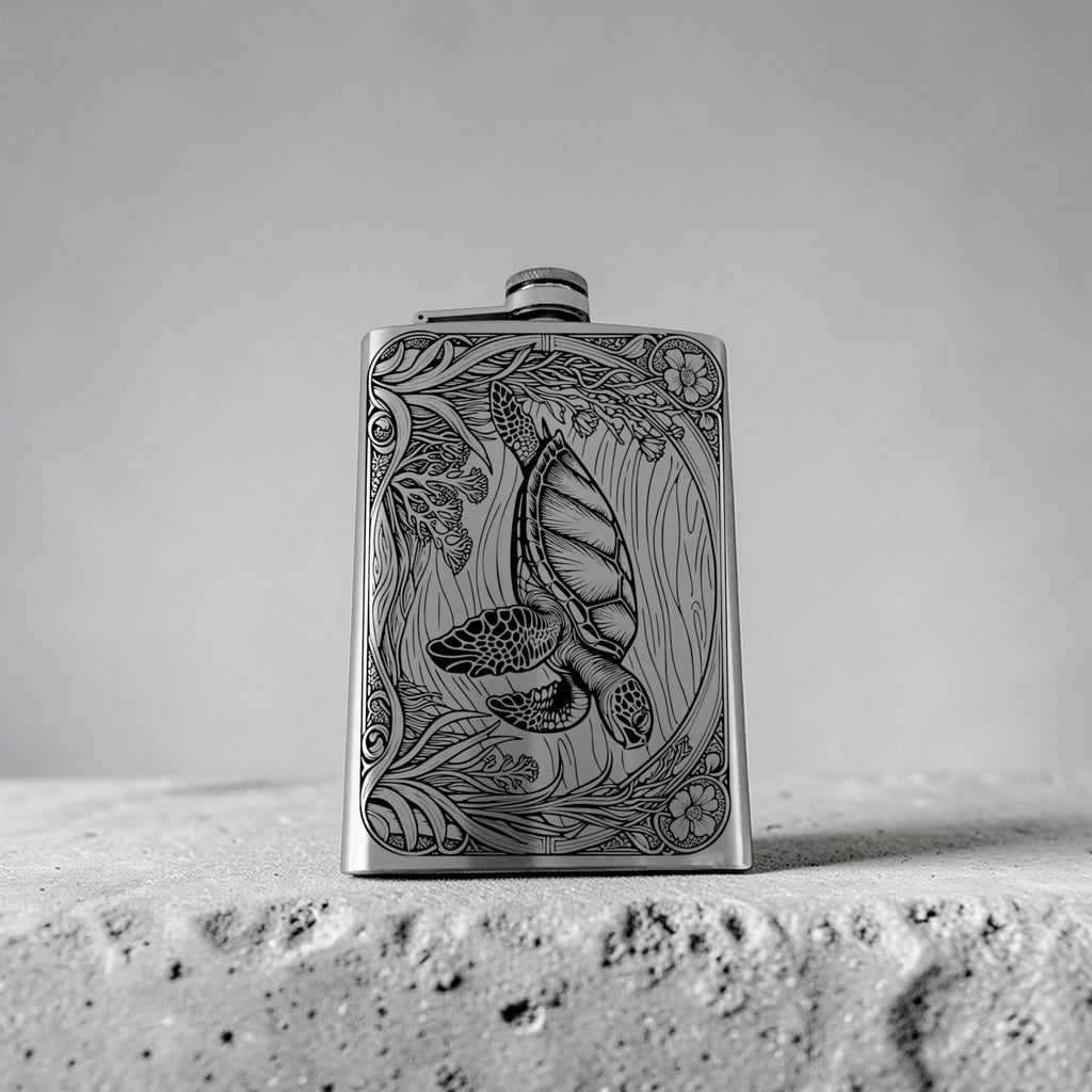 8oz Flask - Sea Turtle Stainless Steel
