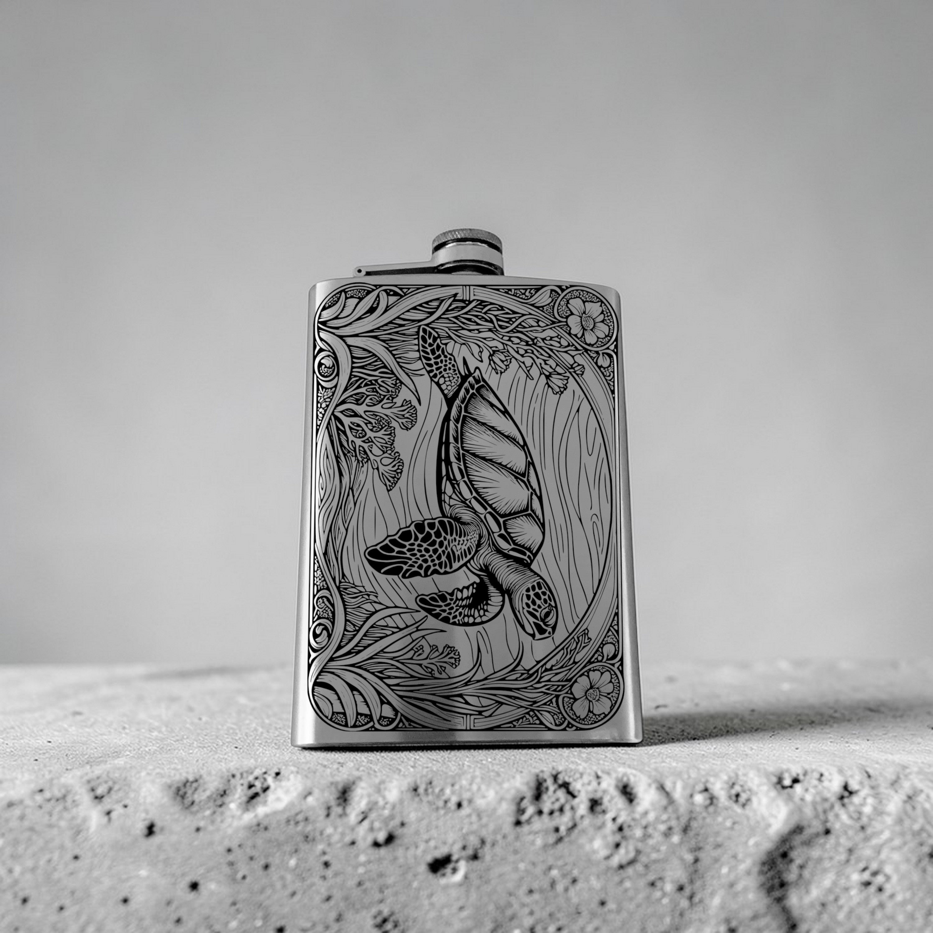 8oz Flask - Sea Turtle Stainless Steel