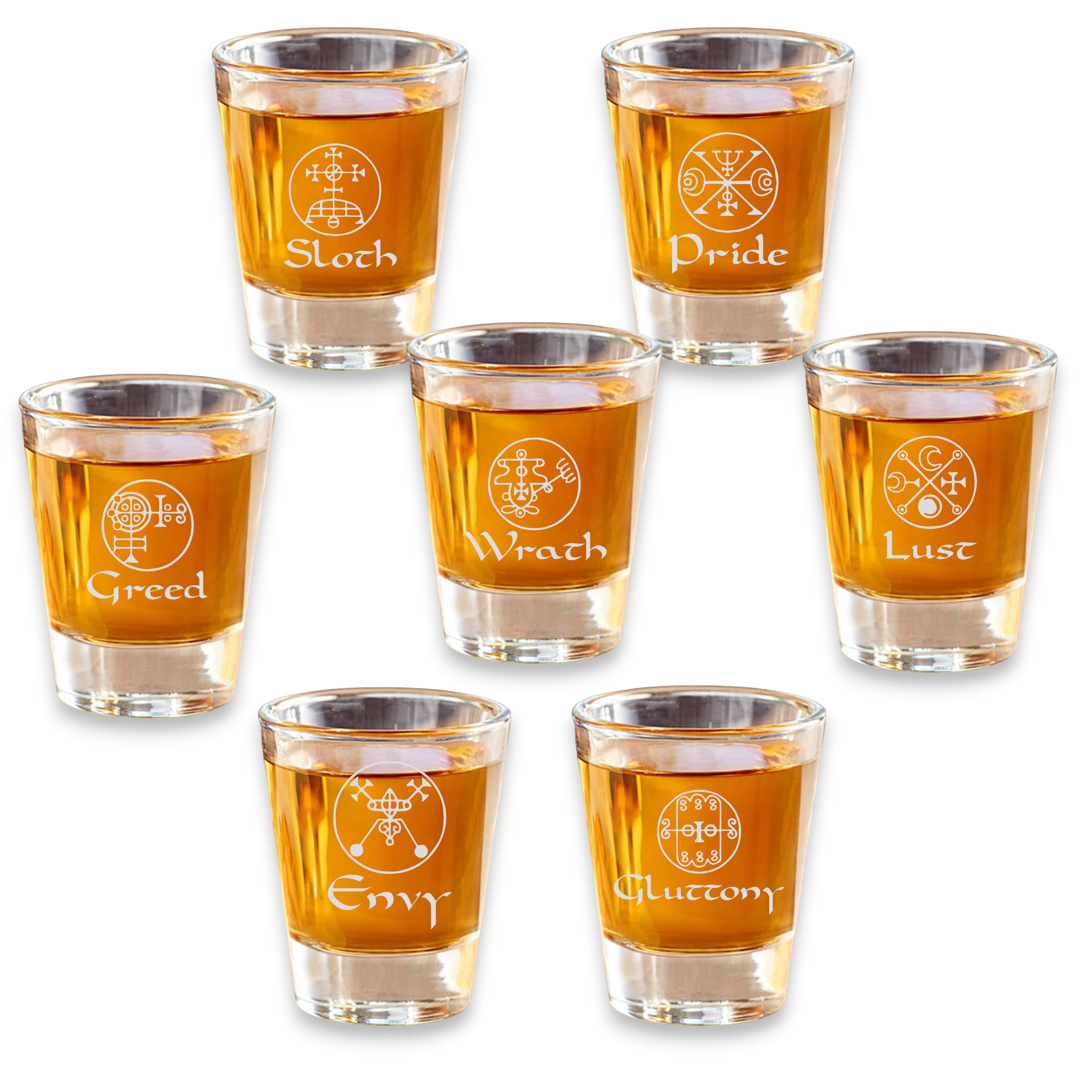 2oz Custom Seven Deadly Sins Shot Glass