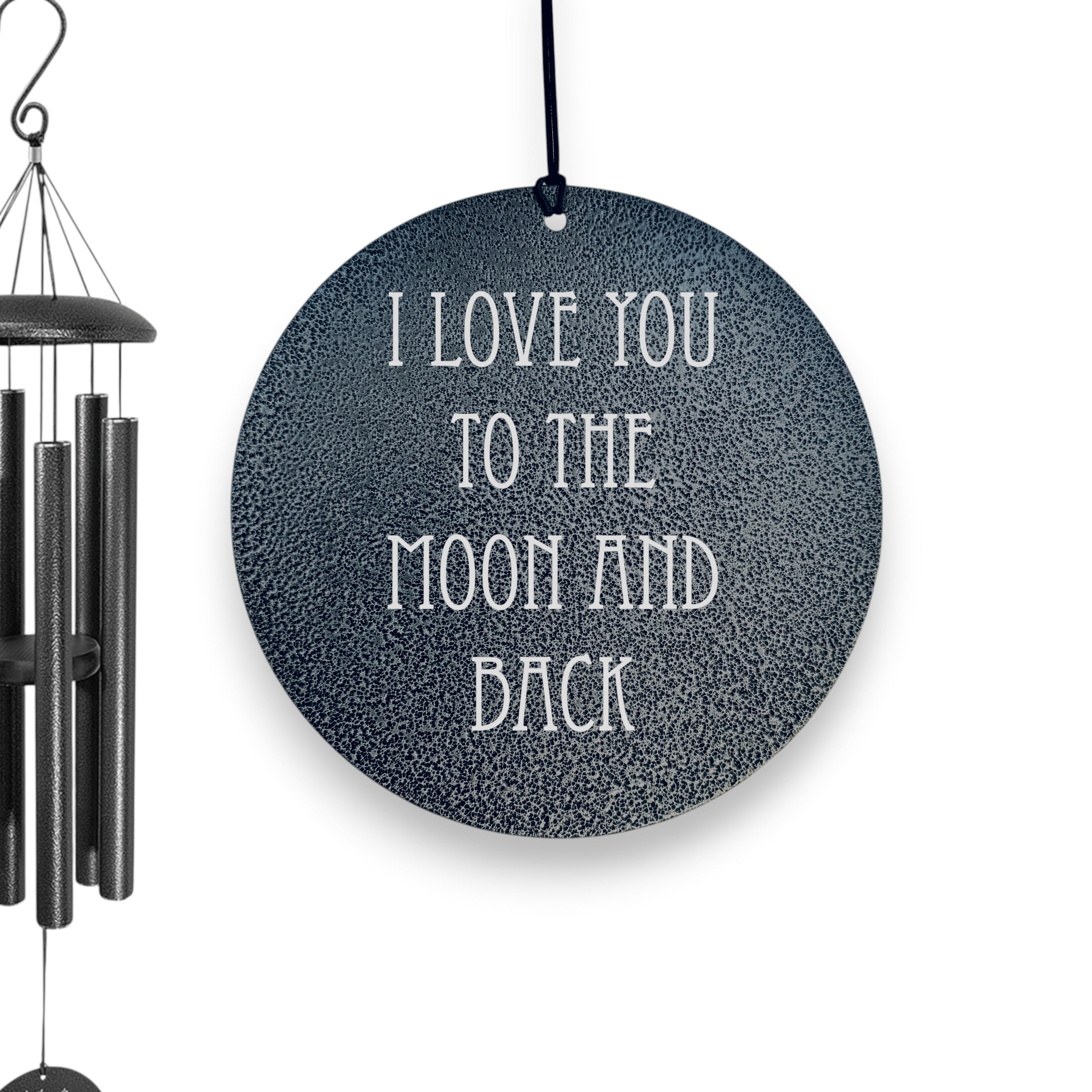 Wind Chime - I love you to the moon and back - Black powder coated